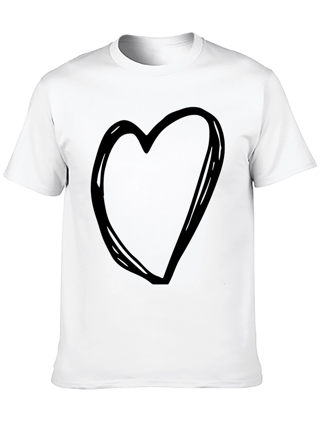 Heart Graphic Tee - Black Cotton Casual T-Shirt