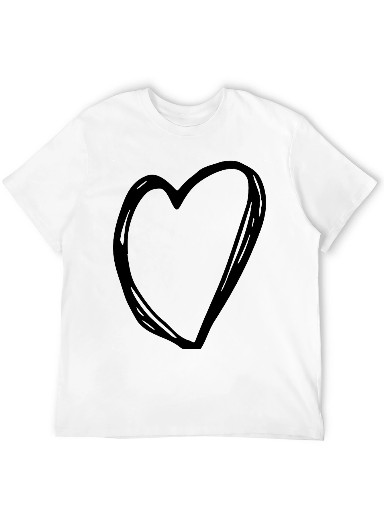 Heart Graphic Tee - Black Cotton Casual T-Shirt