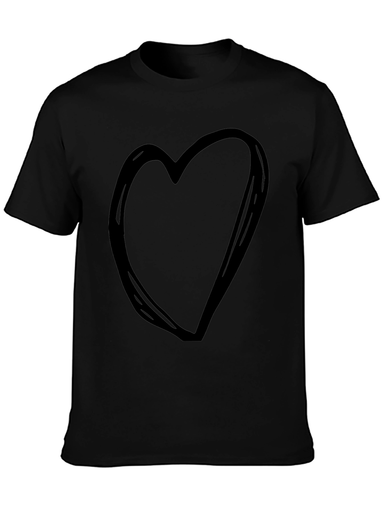 Heart Graphic Tee - Black Cotton Casual T-Shirt