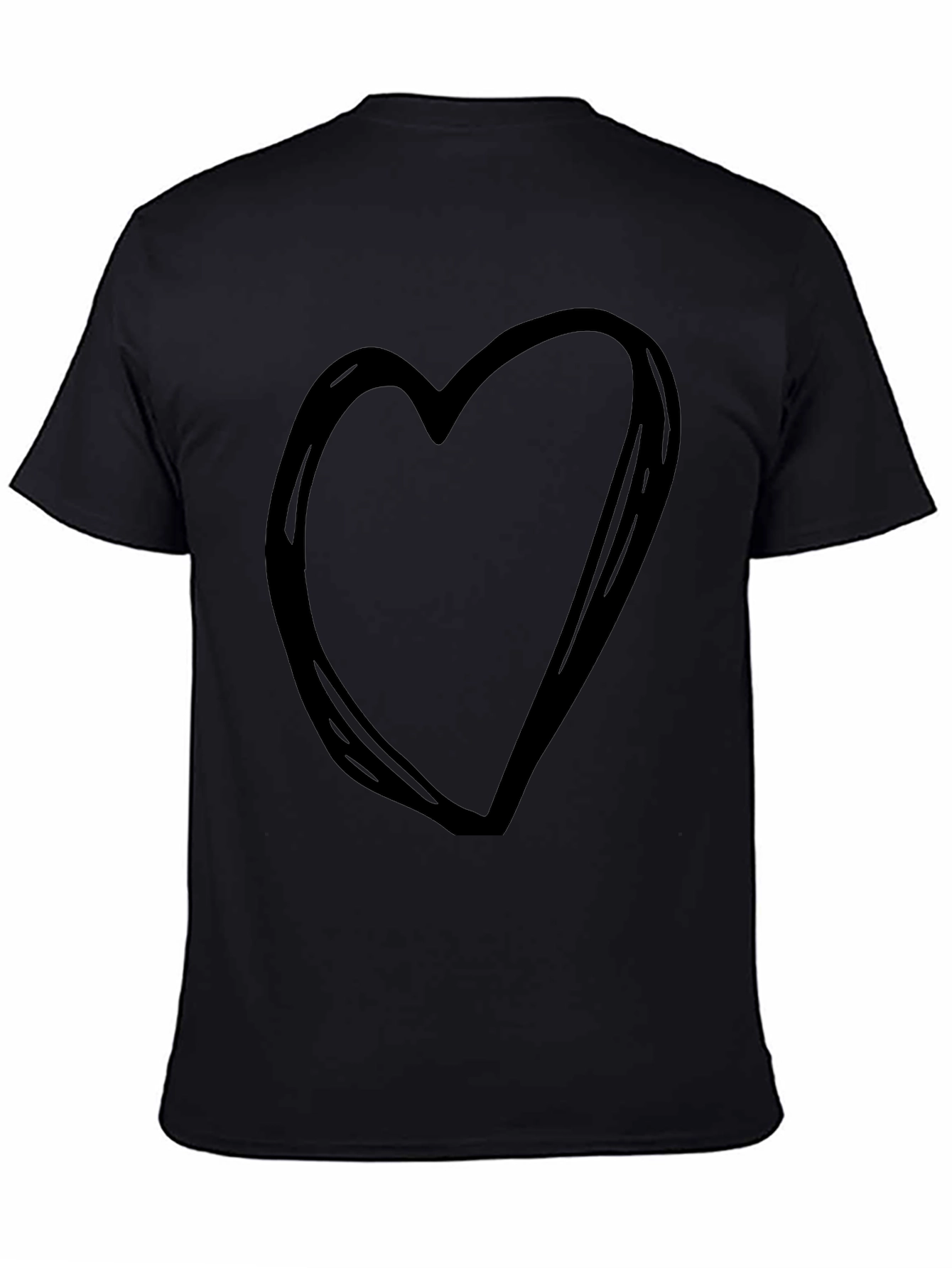 Heart Graphic Tee - Black Cotton Casual T-Shirt