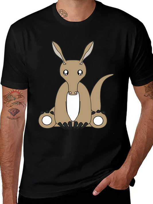 Cartoon Aardvark Black T-Shirt