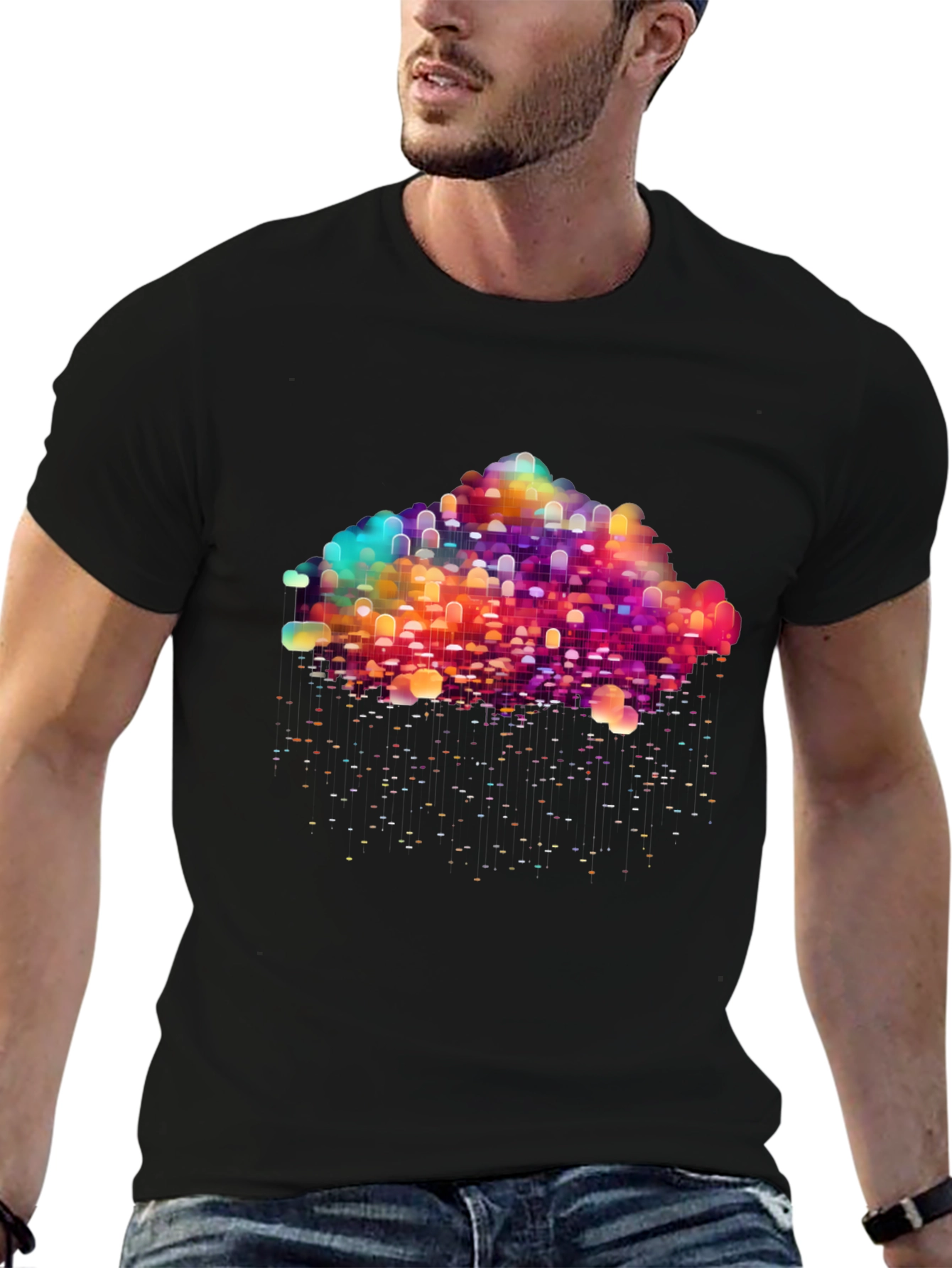 Abstract Cloud Graphic Tee - Modern Design T-Shirt