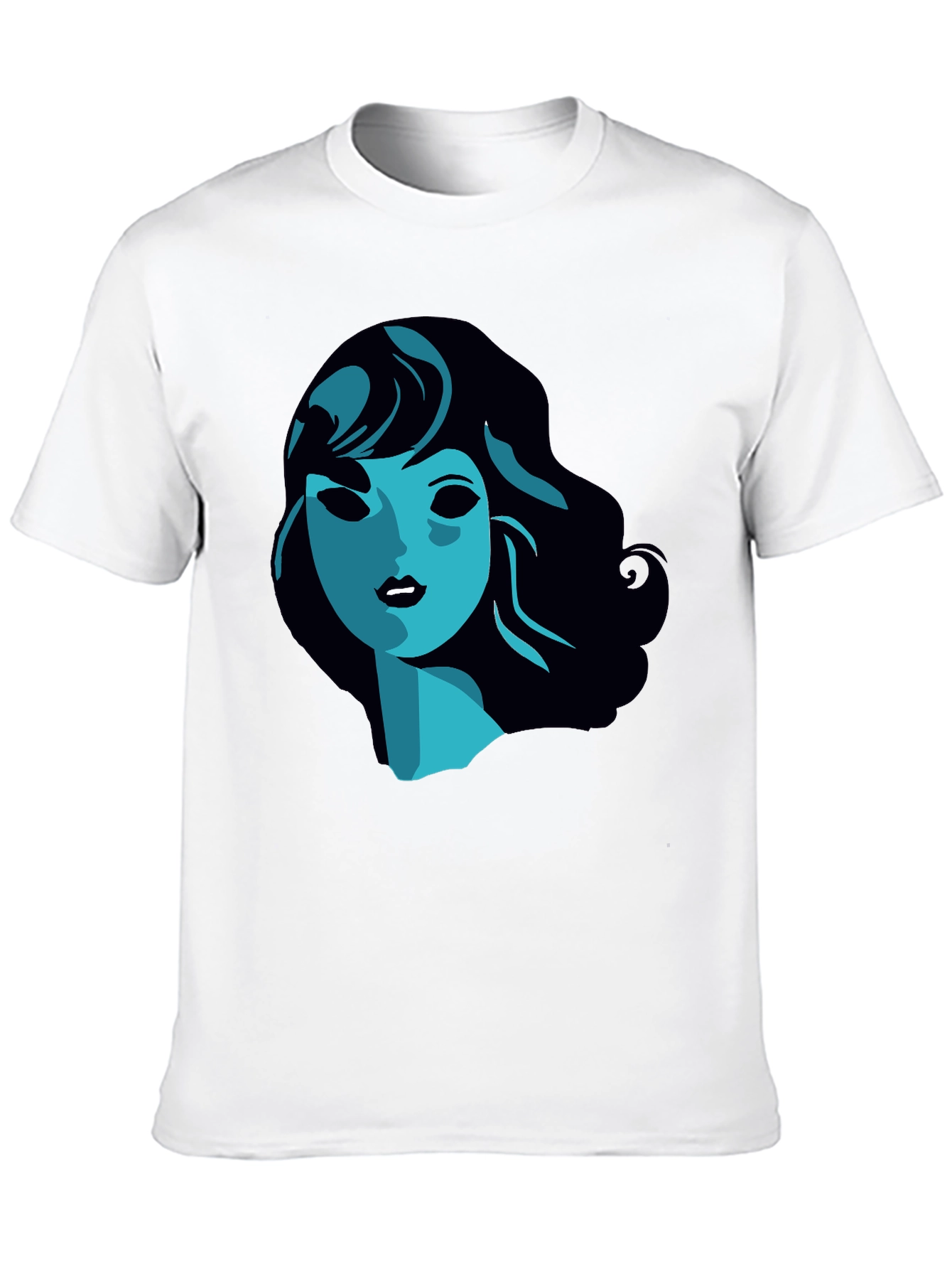 Stylish Graphic Tee -  Blue Woman Portrait T-Shirt
