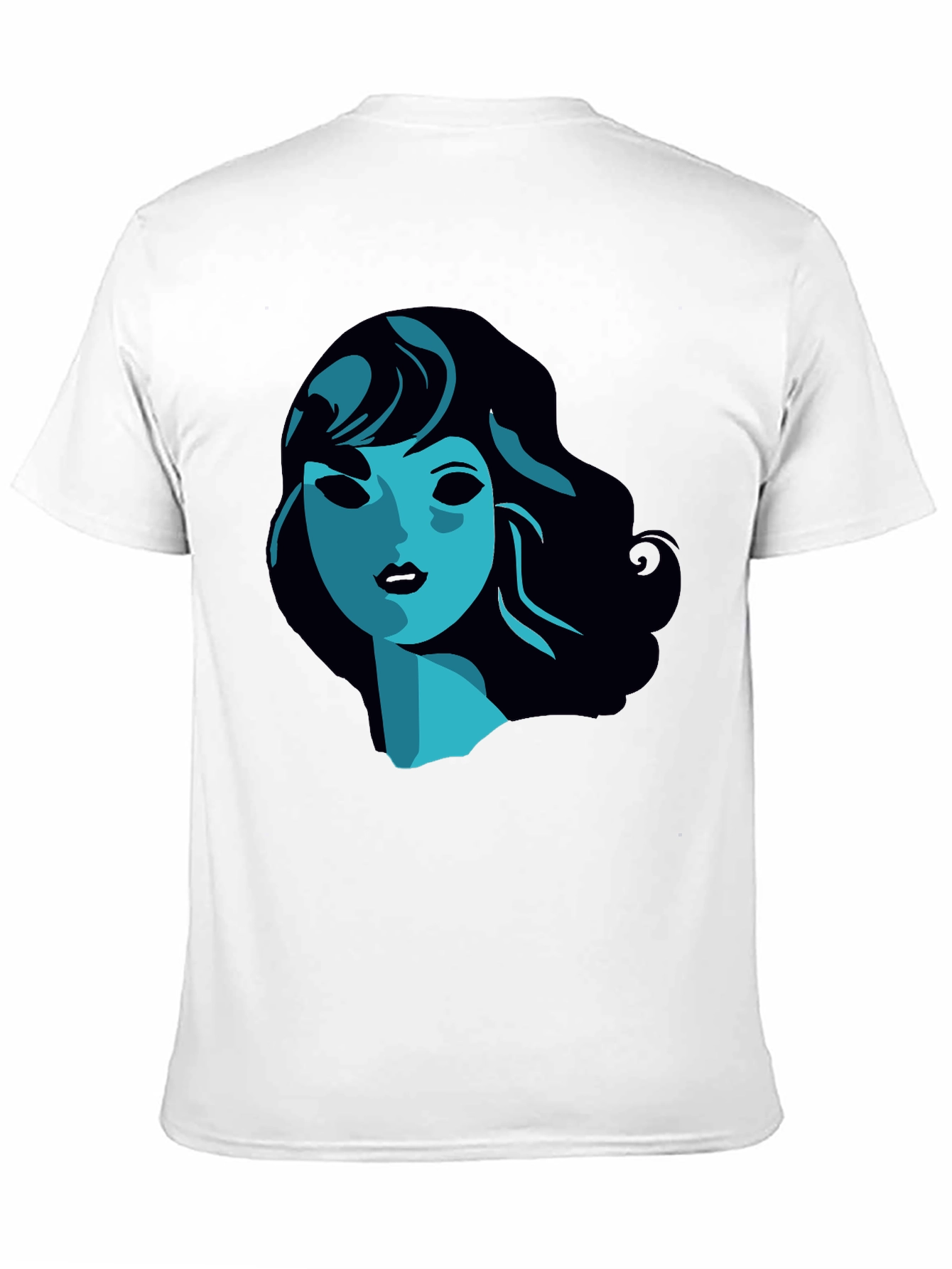 Stylish Graphic Tee -  Blue Woman Portrait T-Shirt