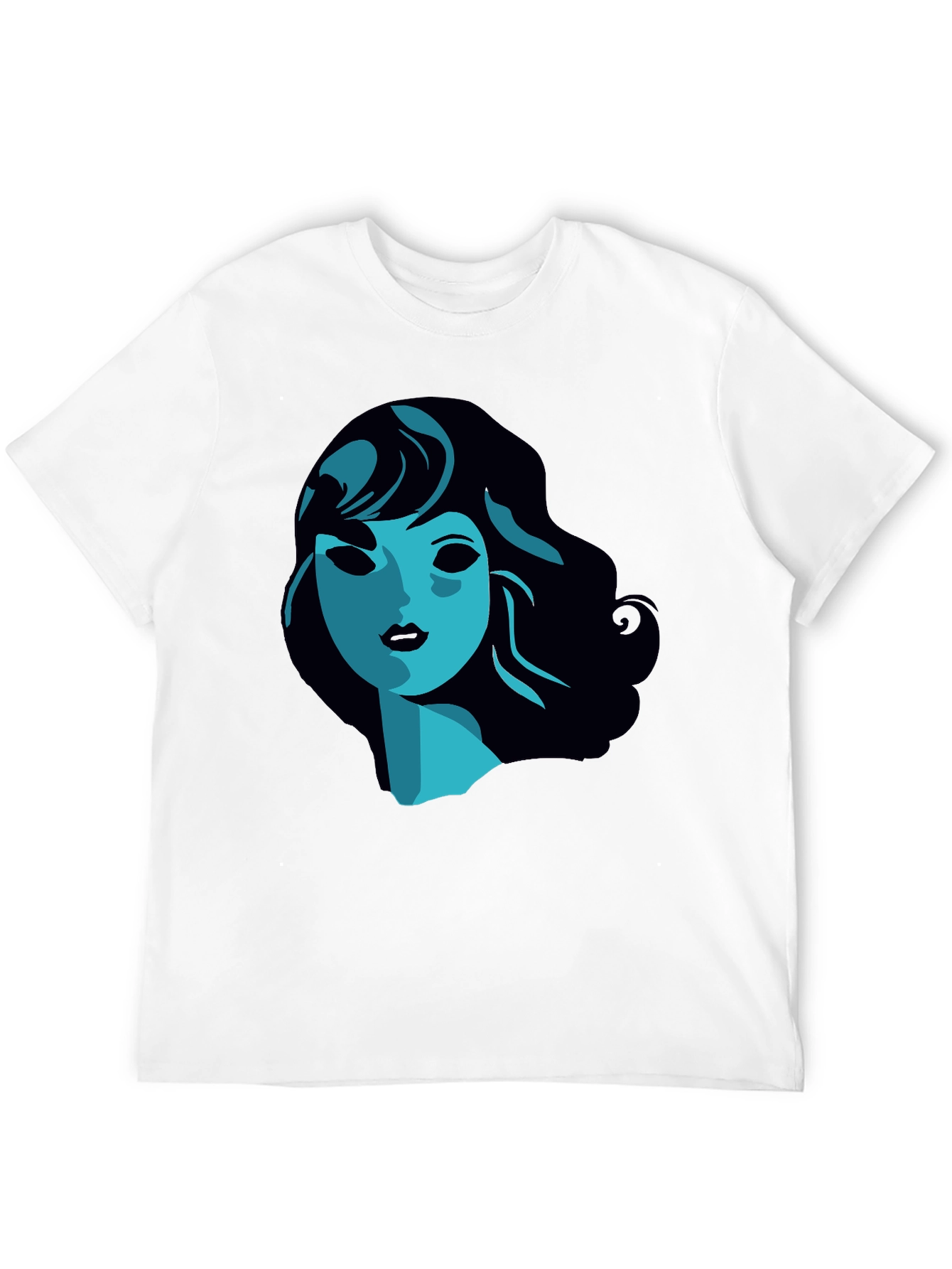 Stylish Graphic Tee -  Blue Woman Portrait T-Shirt