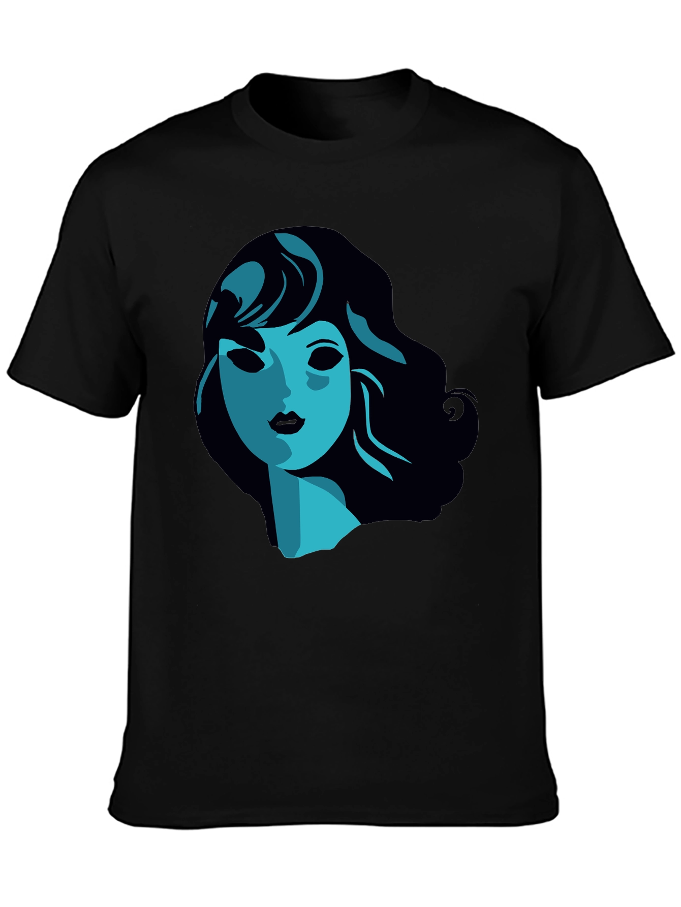 Stylish Graphic Tee -  Blue Woman Portrait T-Shirt