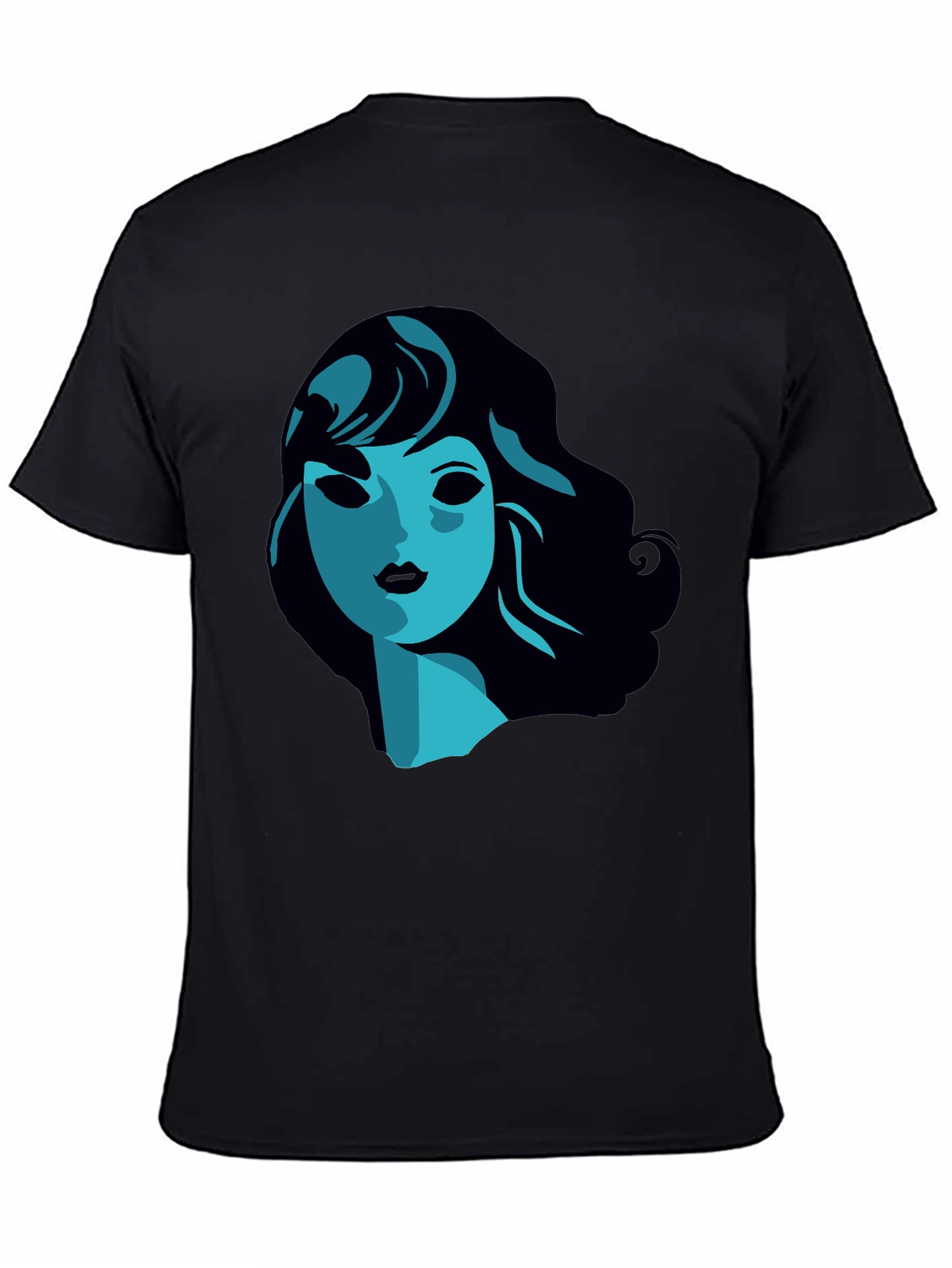 Stylish Graphic Tee -  Blue Woman Portrait T-Shirt