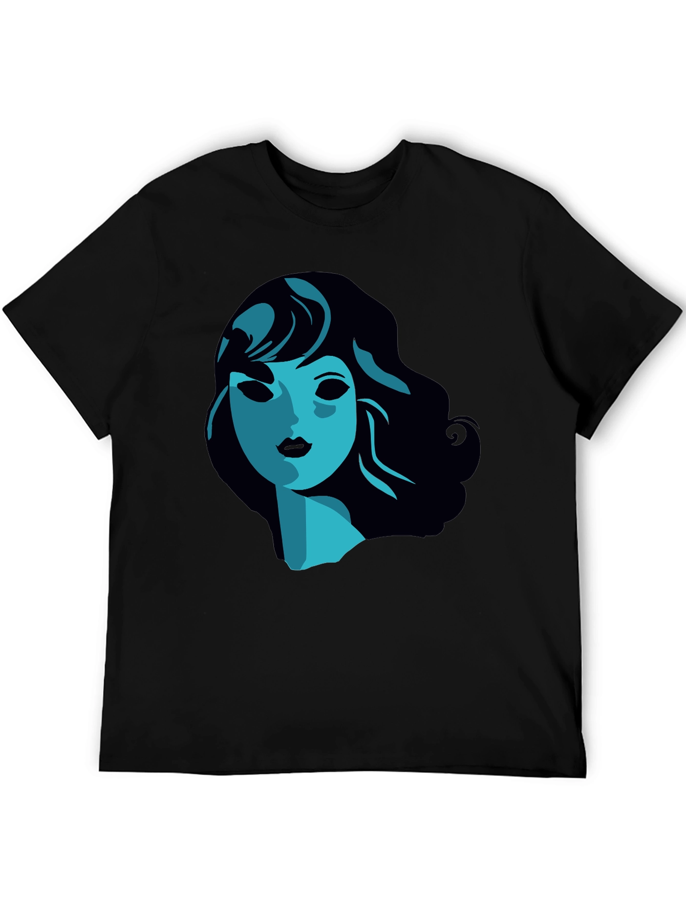 Stylish Graphic Tee -  Blue Woman Portrait T-Shirt