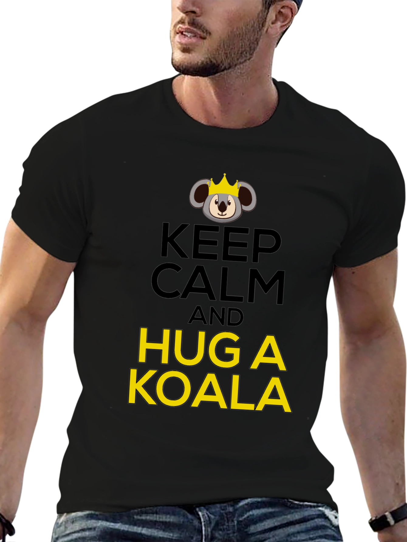 Keep Calm & Hug a Koala Black T-Shirt