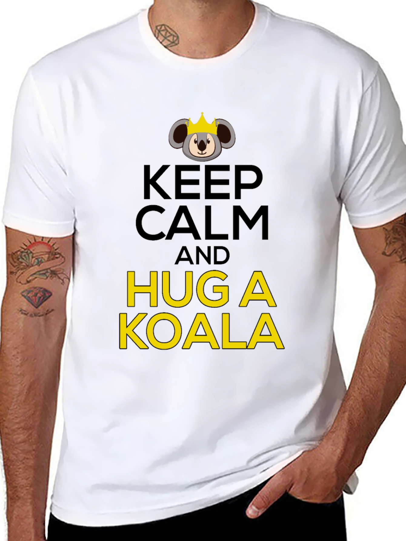 Keep Calm & Hug a Koala Black T-Shirt
