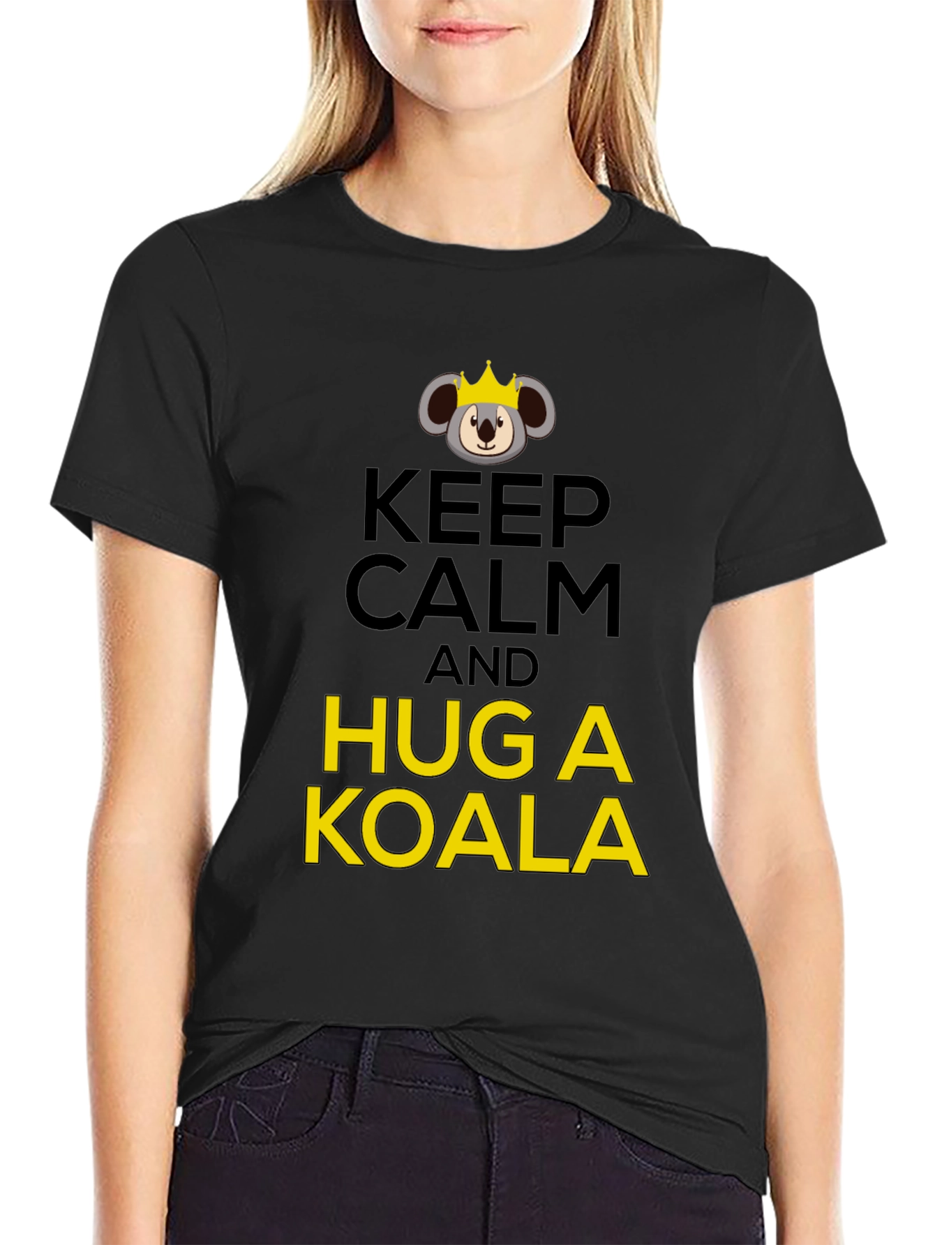 Keep Calm & Hug a Koala Black T-Shirt