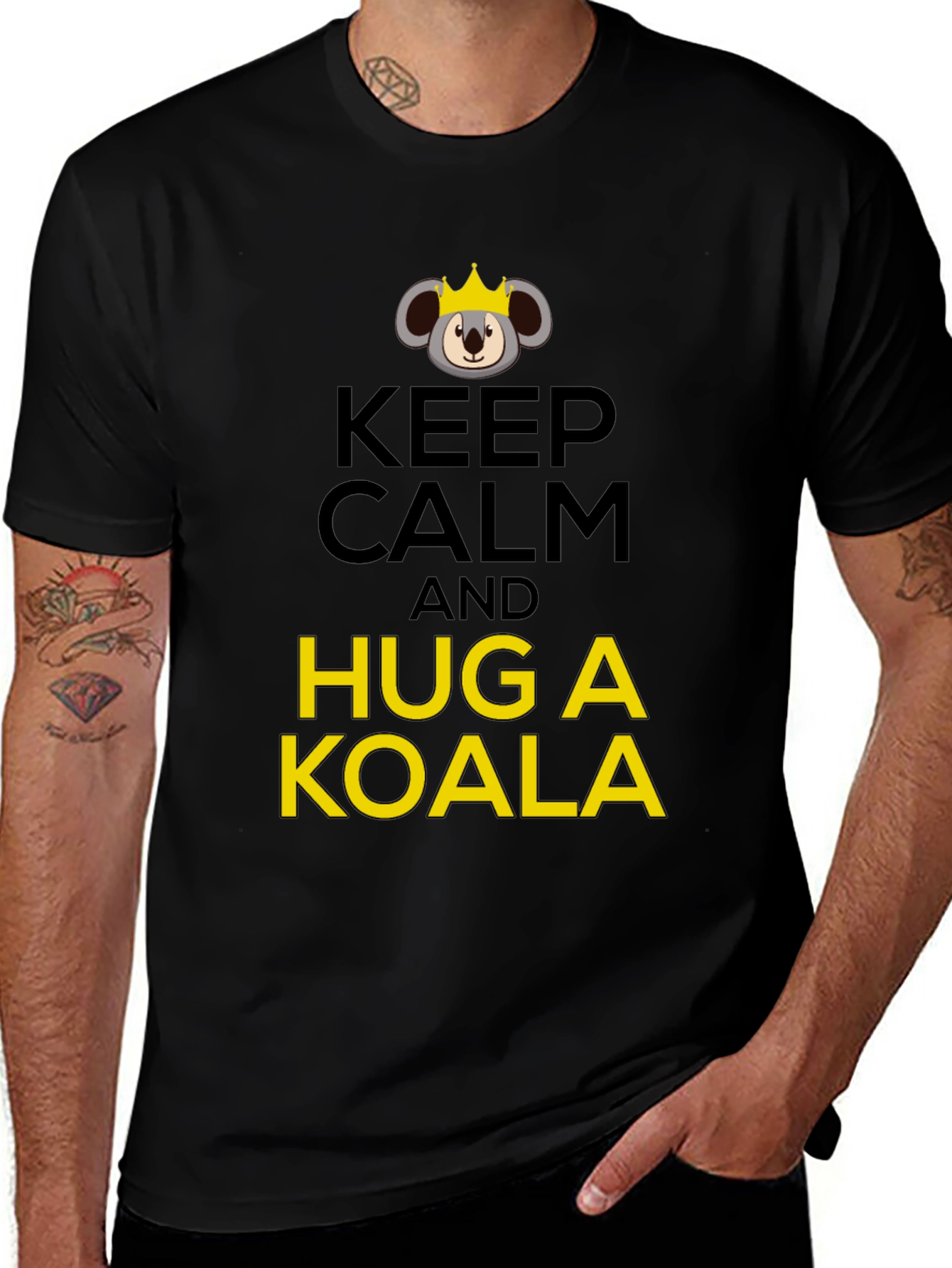 Keep Calm & Hug a Koala Black T-Shirt