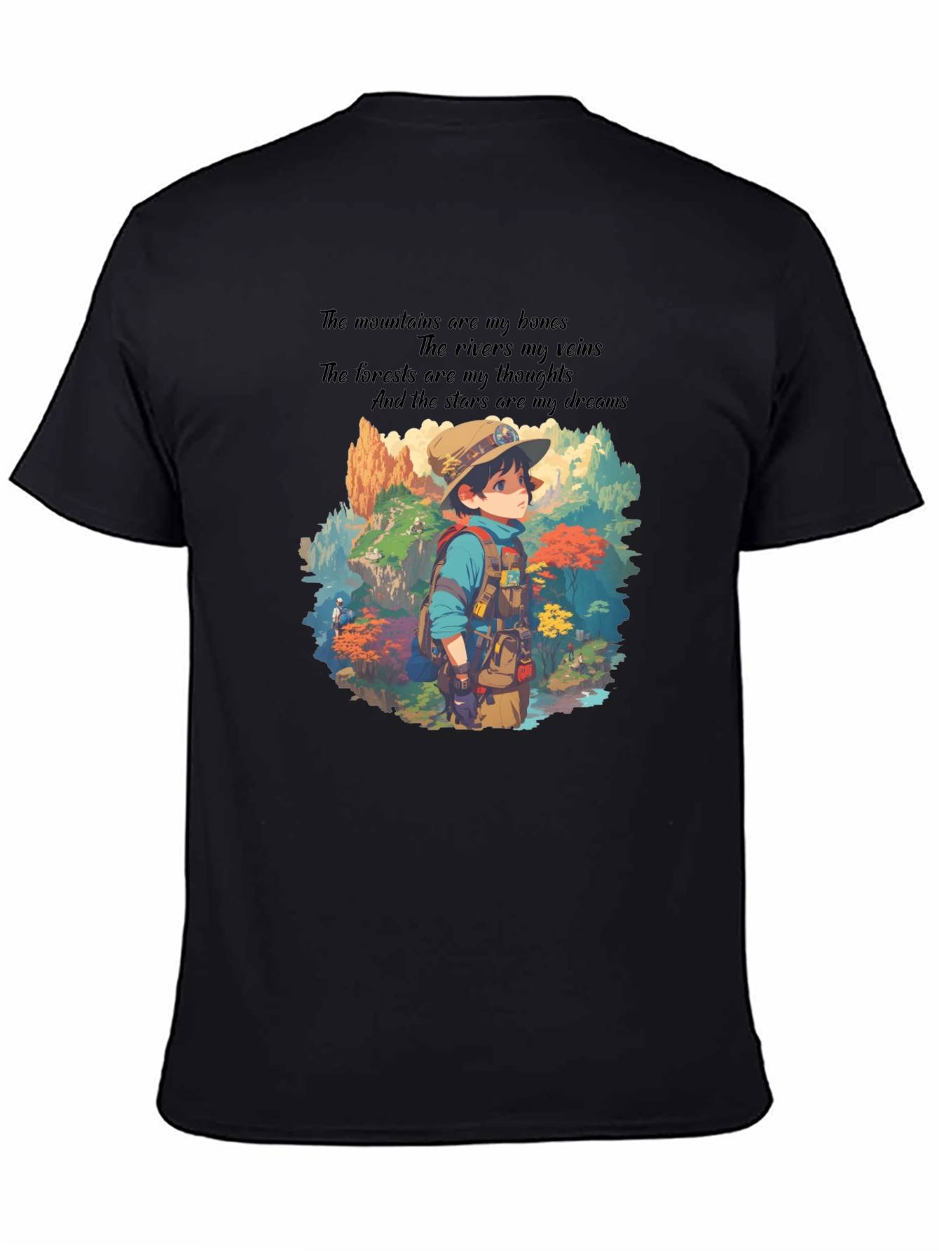 Nature Explorer T-Shirt - Mountains Rivers Stars Design