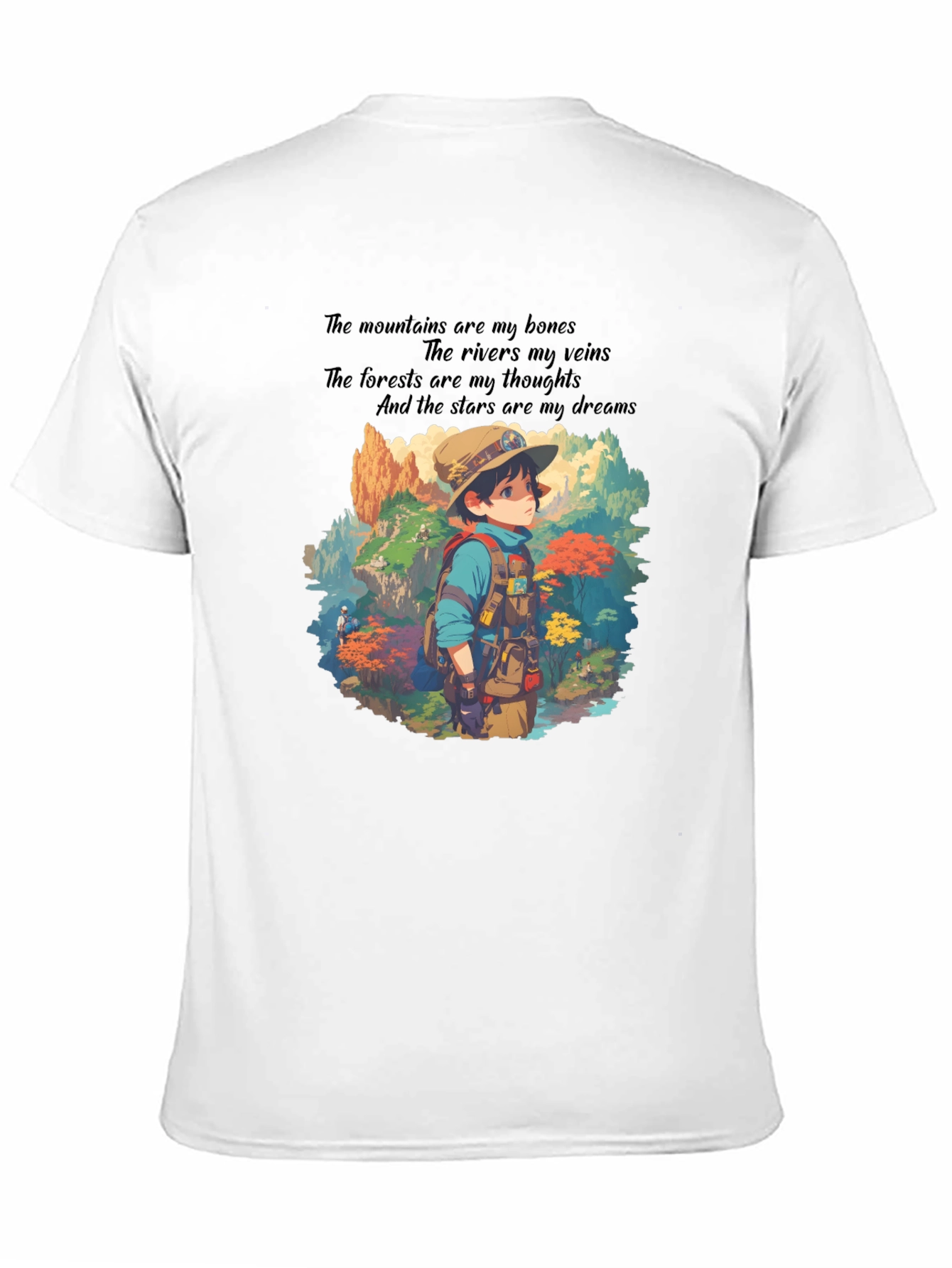 Nature Explorer T-Shirt - Mountains Rivers Stars Design