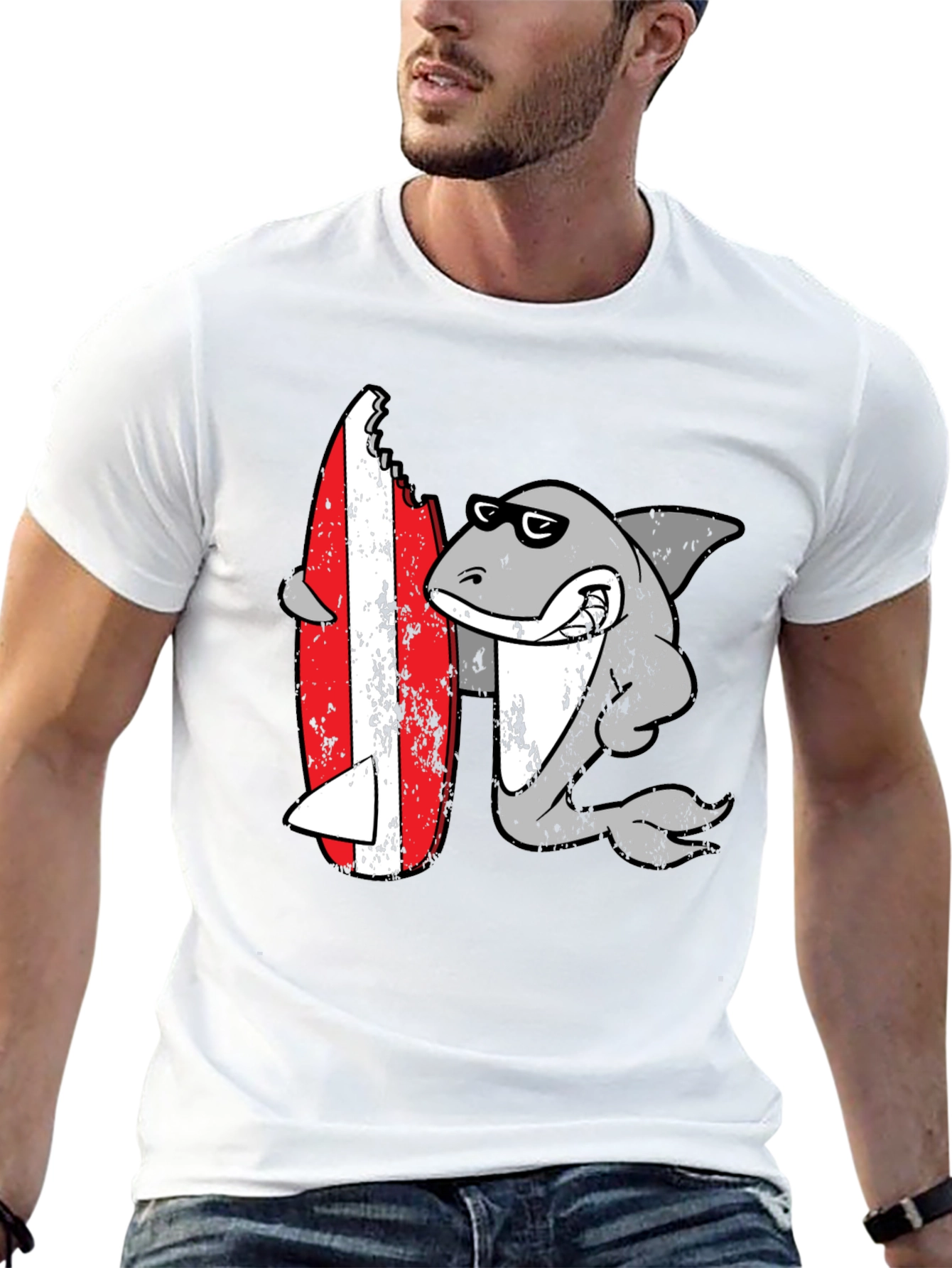 Shark Surfing T-Shirt - Fun Graphic Tee