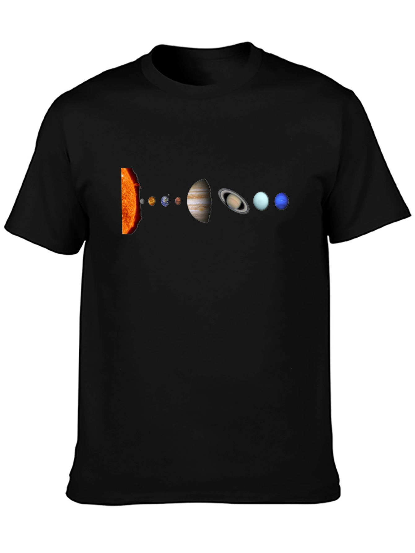 Solar System Graphic Print Black T-Shirt