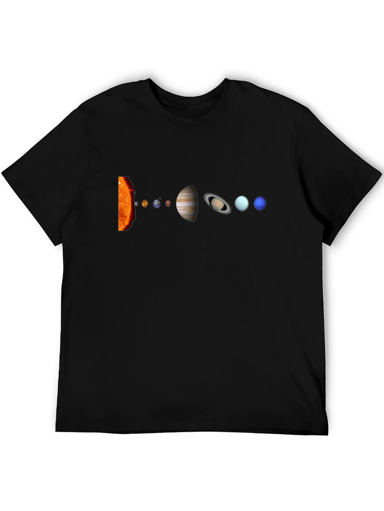Solar System Graphic Print Black T-Shirt
