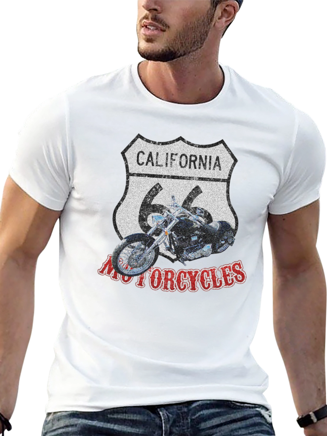 California 66 Motorcycles Black T-Shirt