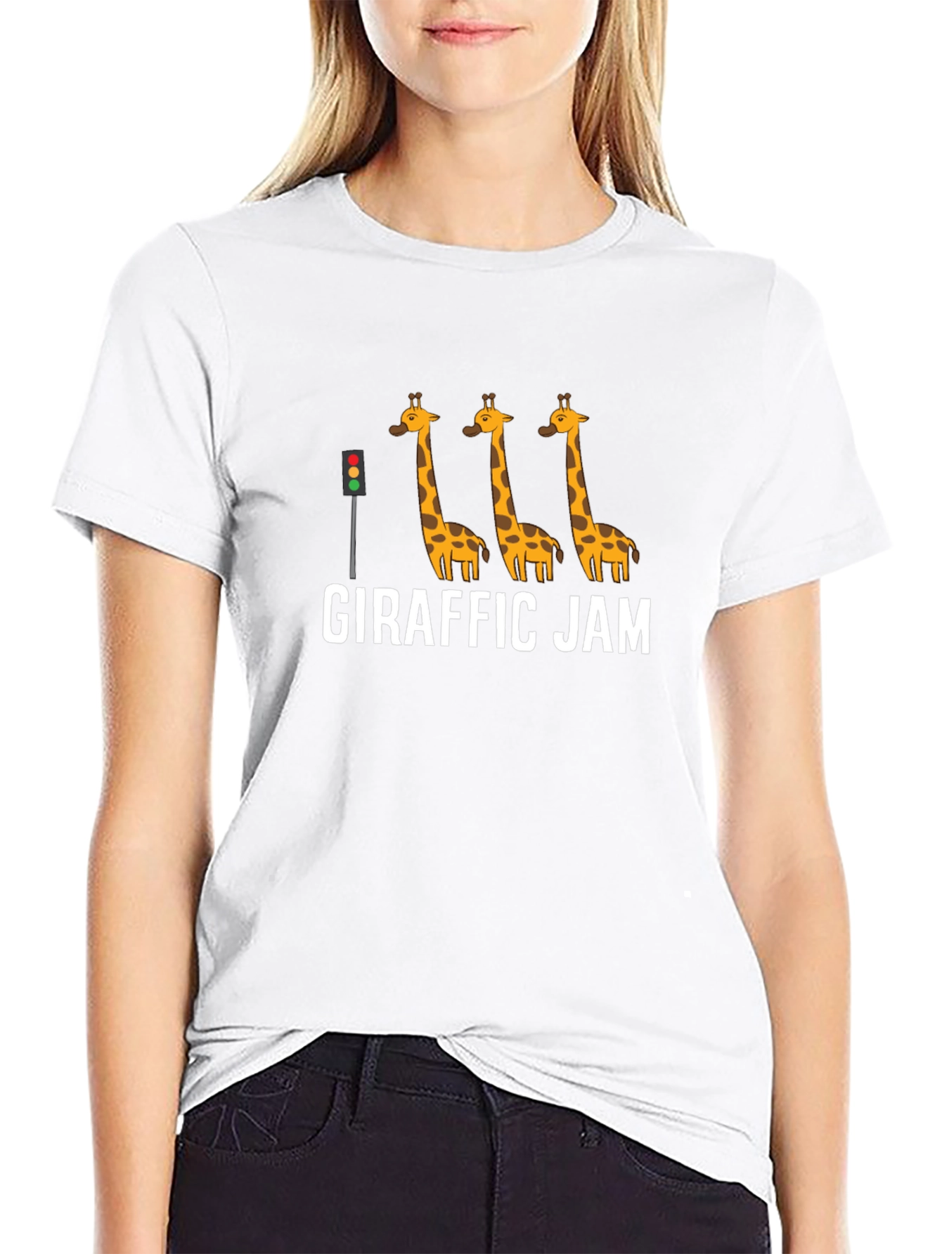 Giraffe Jam Graphic Tee - Funny Animal Traffic Design