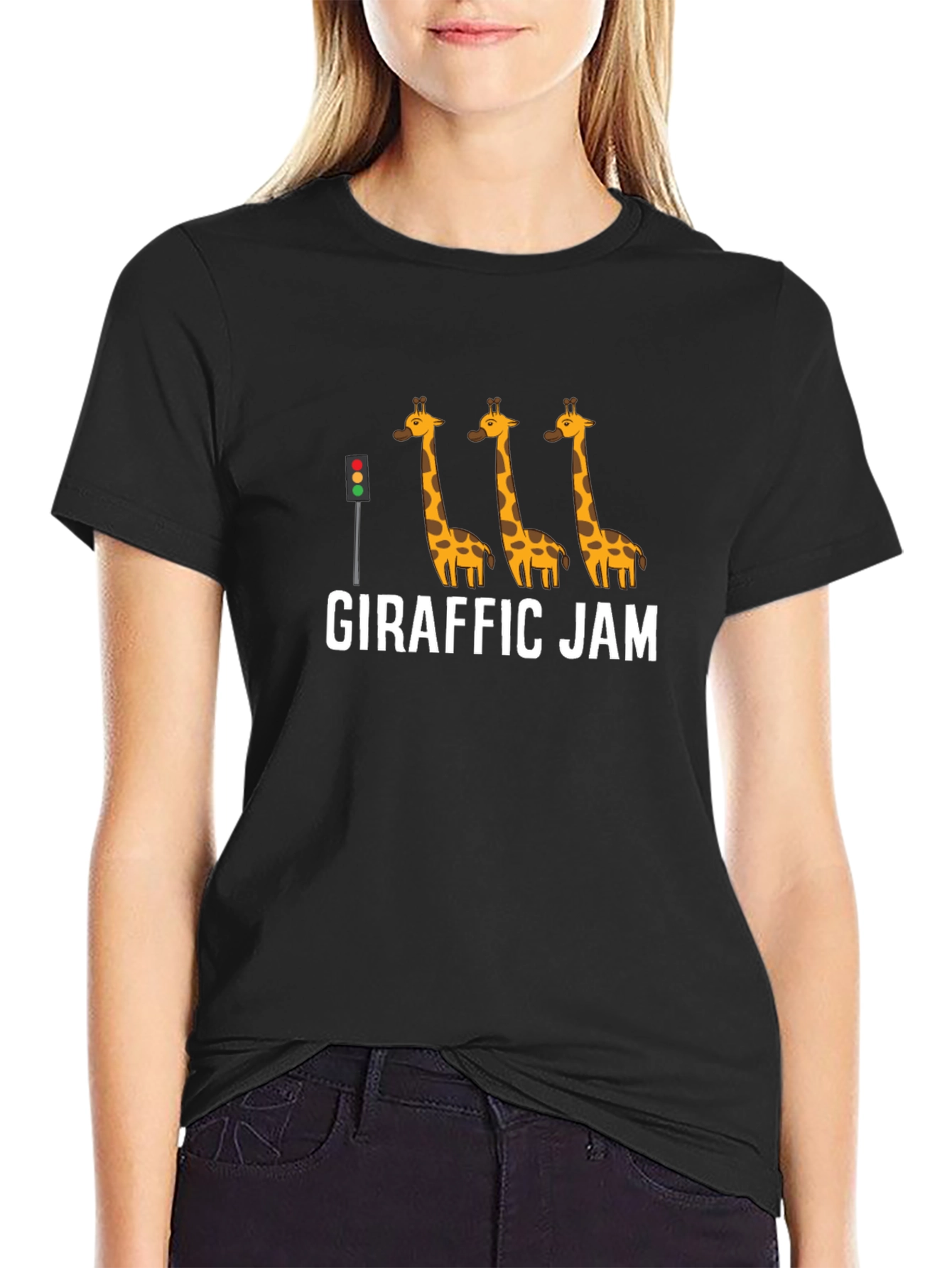 Giraffe Jam Graphic Tee - Funny Animal Traffic Design
