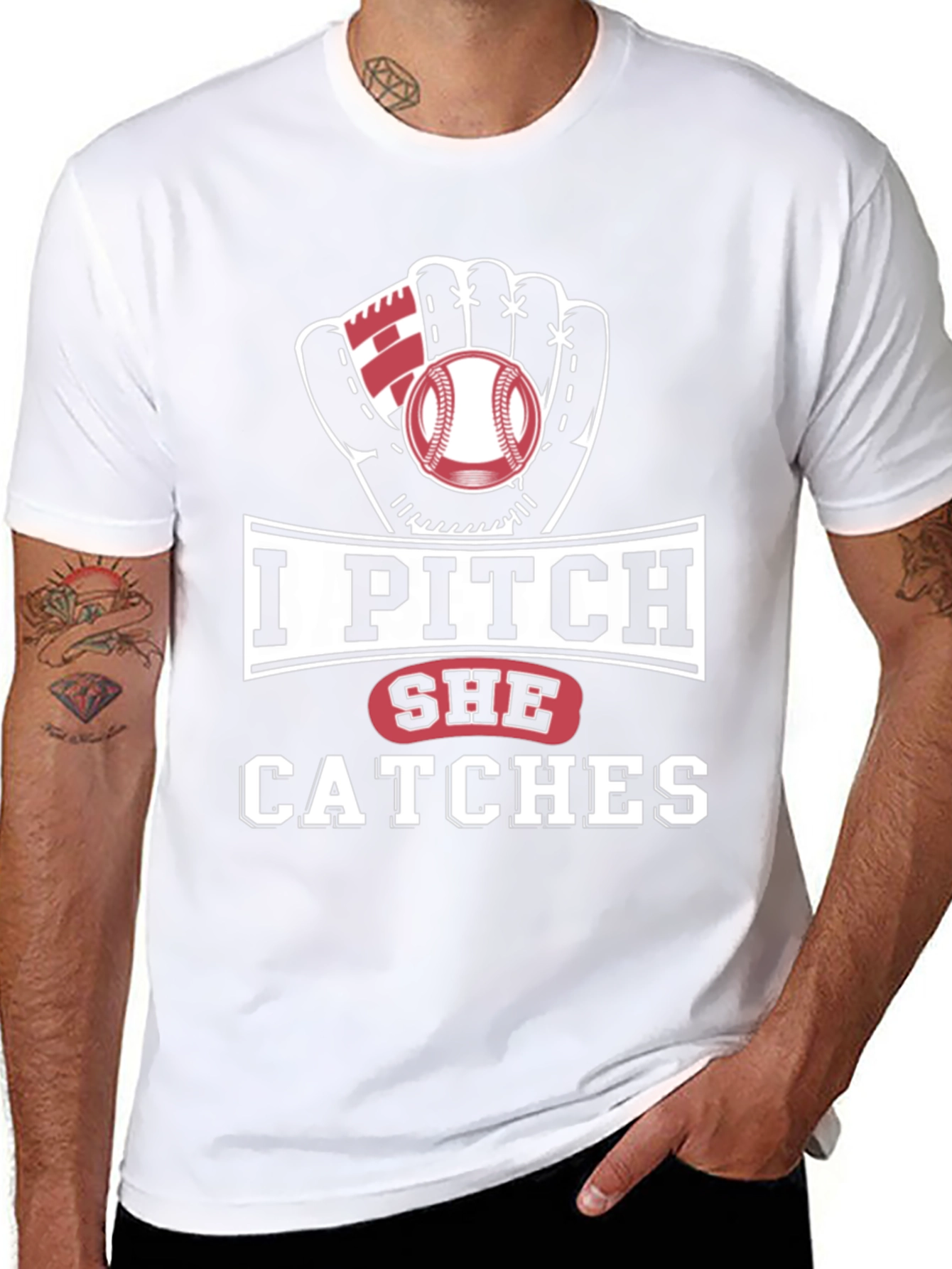 I Pitch She Catches Baseball Graphic Tee