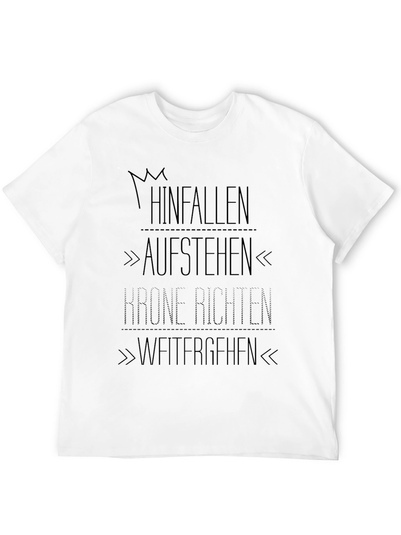 Motivational Black Graphic Tee - Hinfallen Aufstehen Design