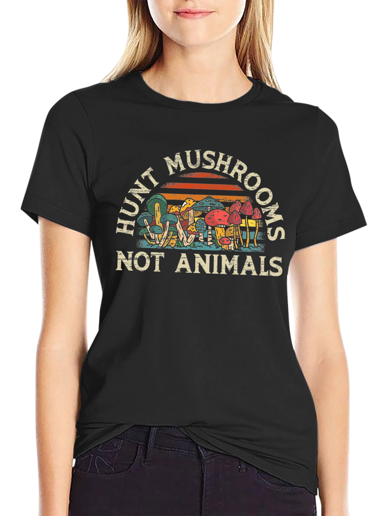Hunt Mushrooms Not Animals Graphic T-Shirt