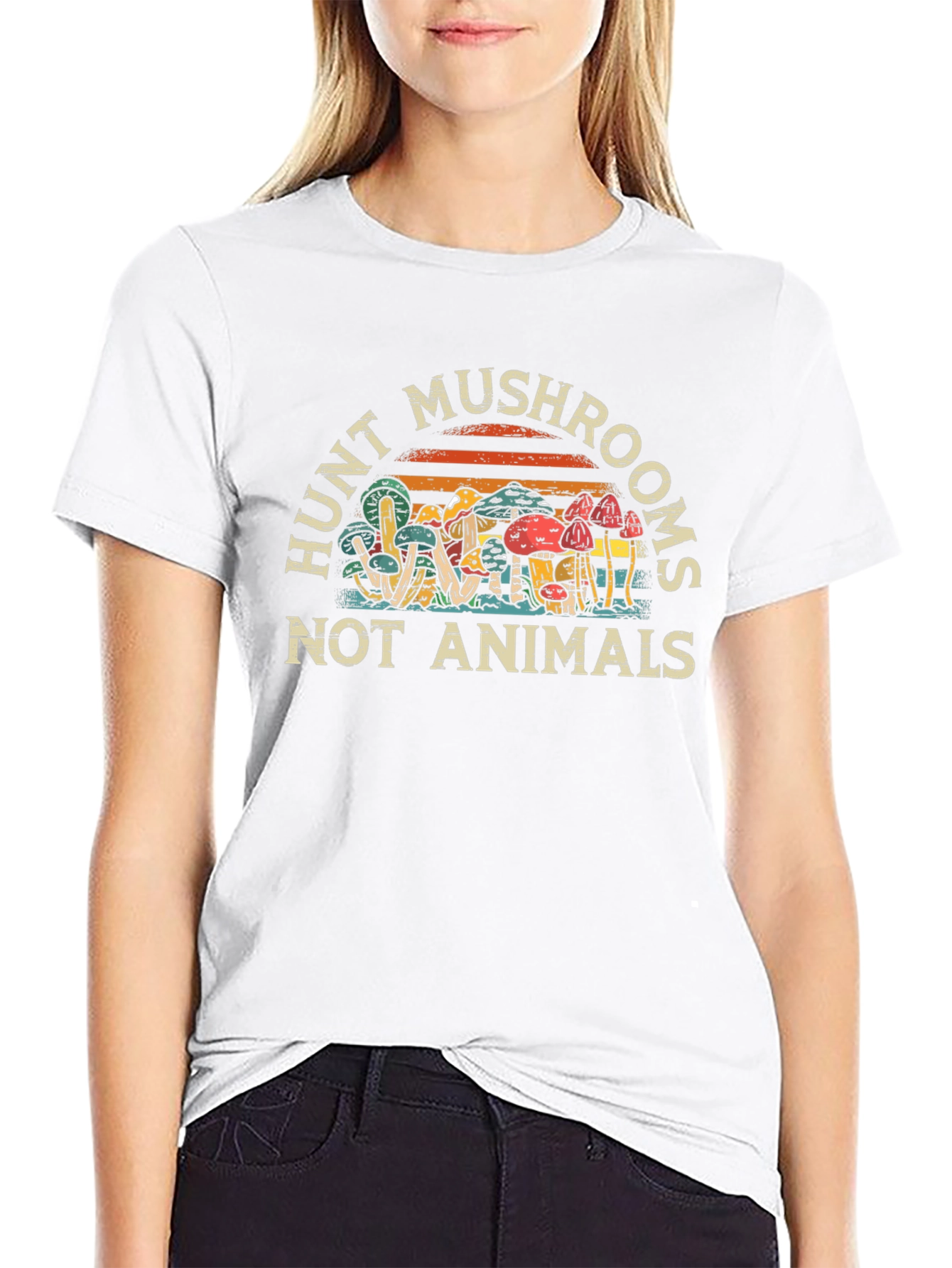 Hunt Mushrooms Not Animals Graphic T-Shirt