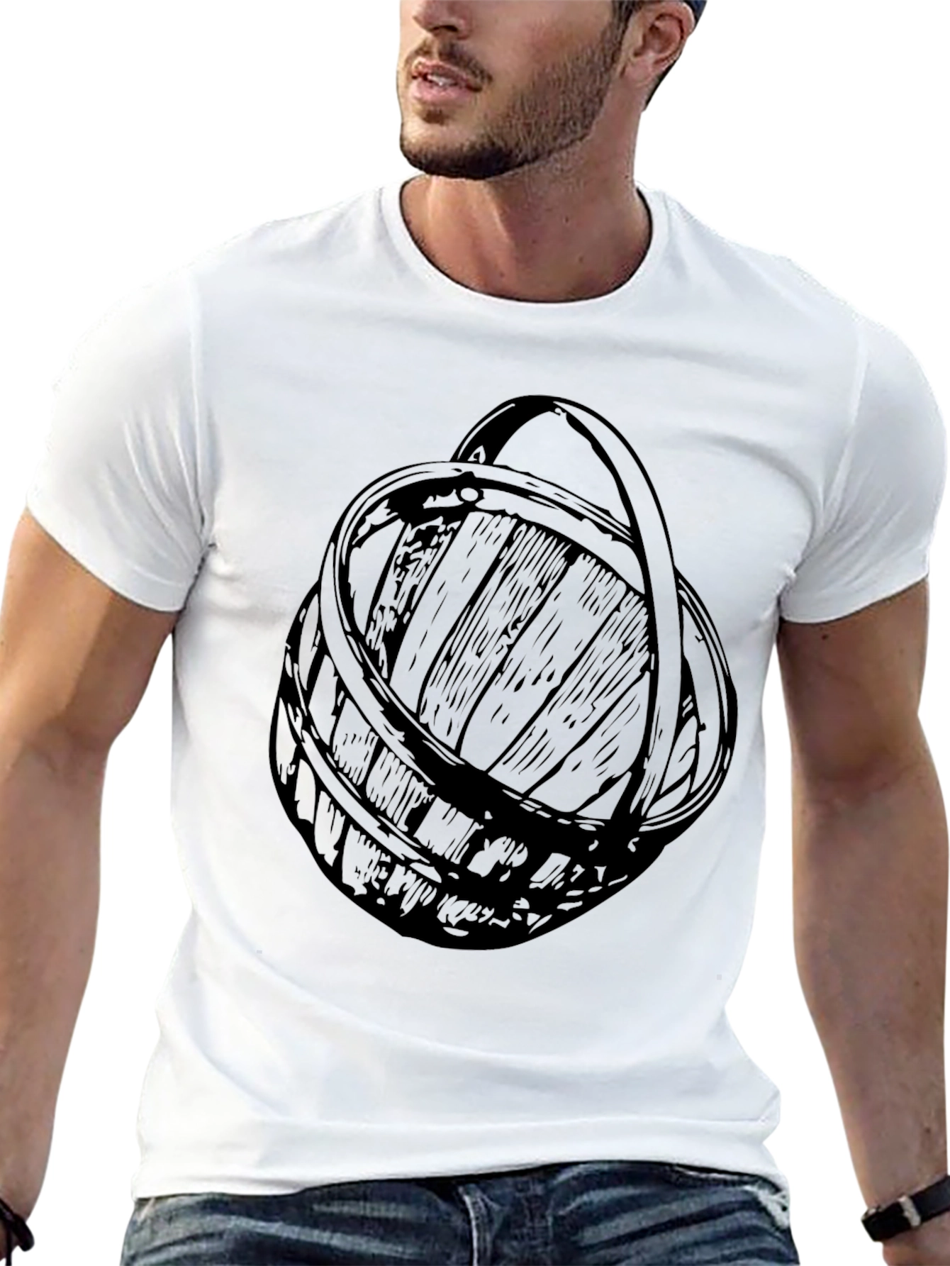 Rustic Basket Graphic Tee - Black Cotton Blend
