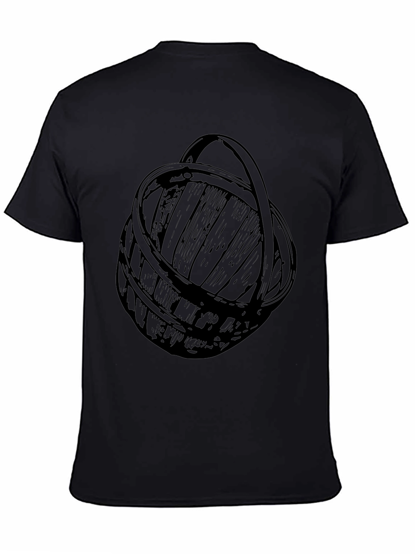 Rustic Basket Graphic Tee - Black Cotton Blend