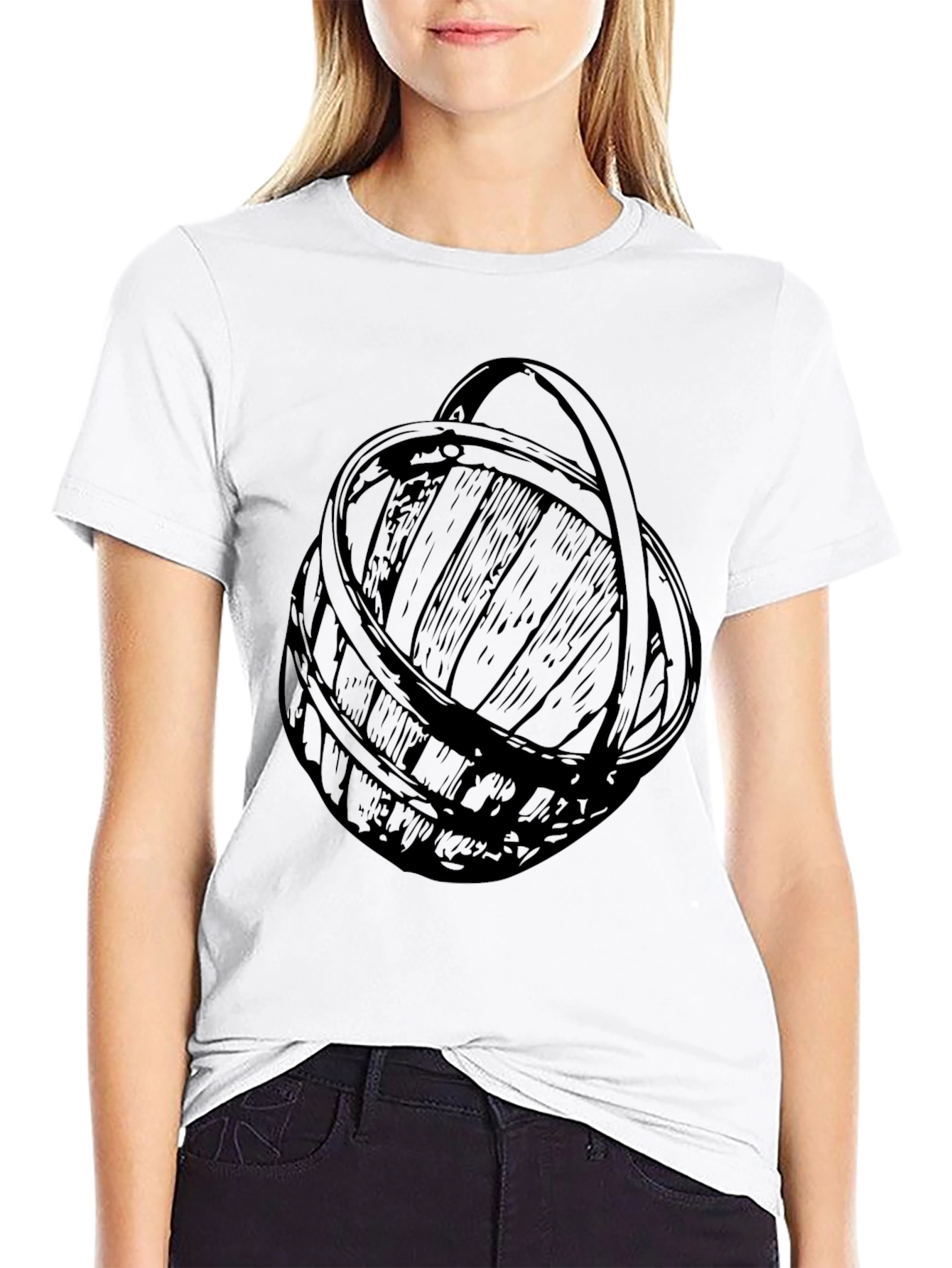Rustic Basket Graphic Tee - Black Cotton Blend