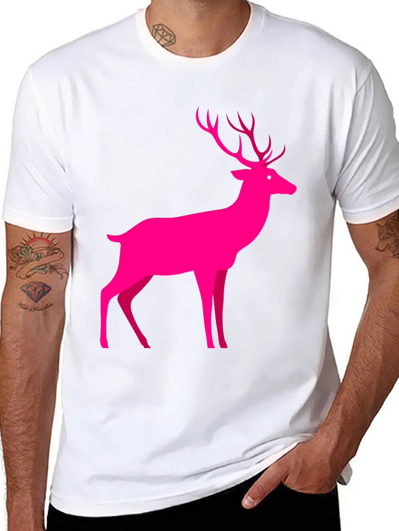 Pink Deer Graphic Tee - Mens Black T-Shirt