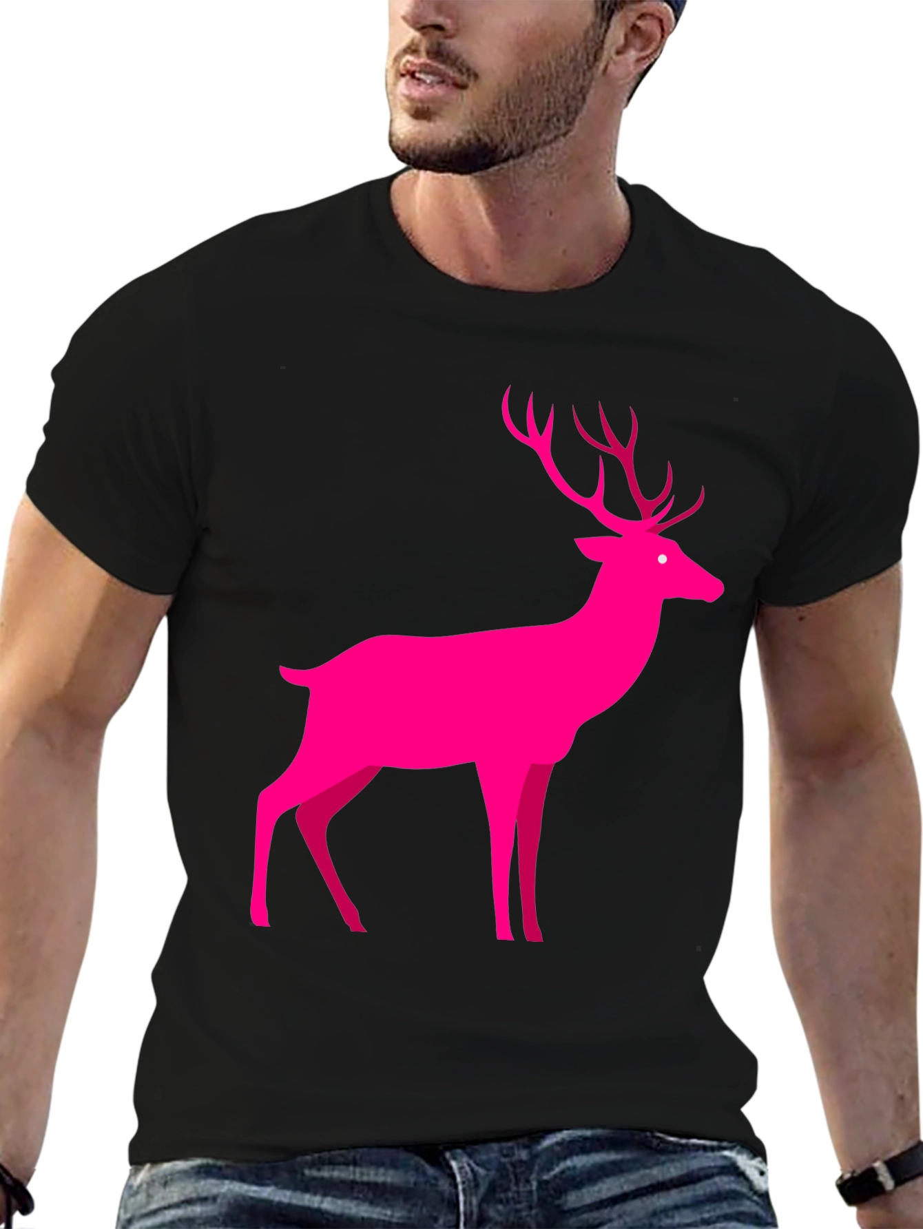 Pink Deer Graphic Tee - Mens Black T-Shirt