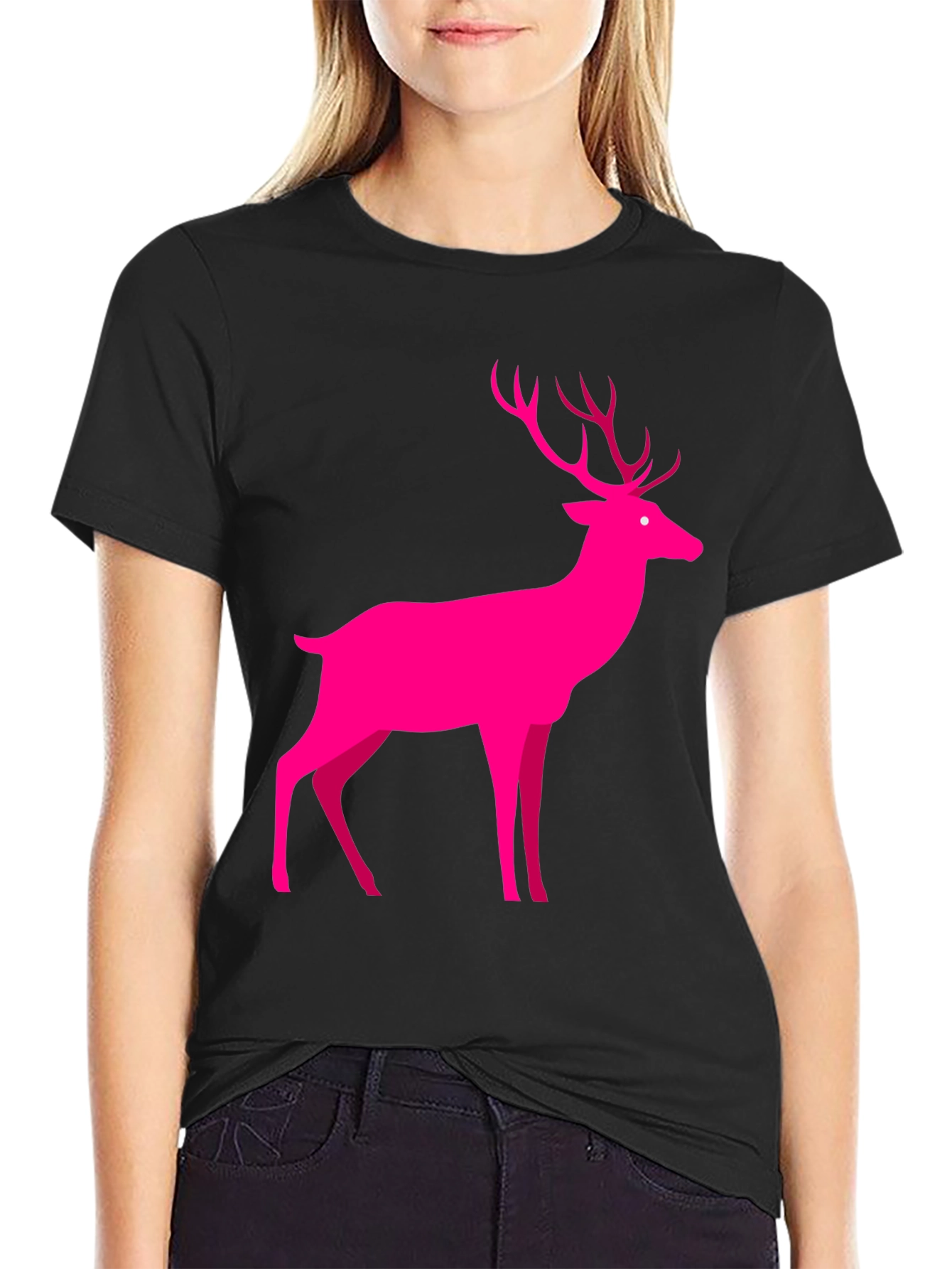 Pink Deer Graphic Tee - Mens Black T-Shirt