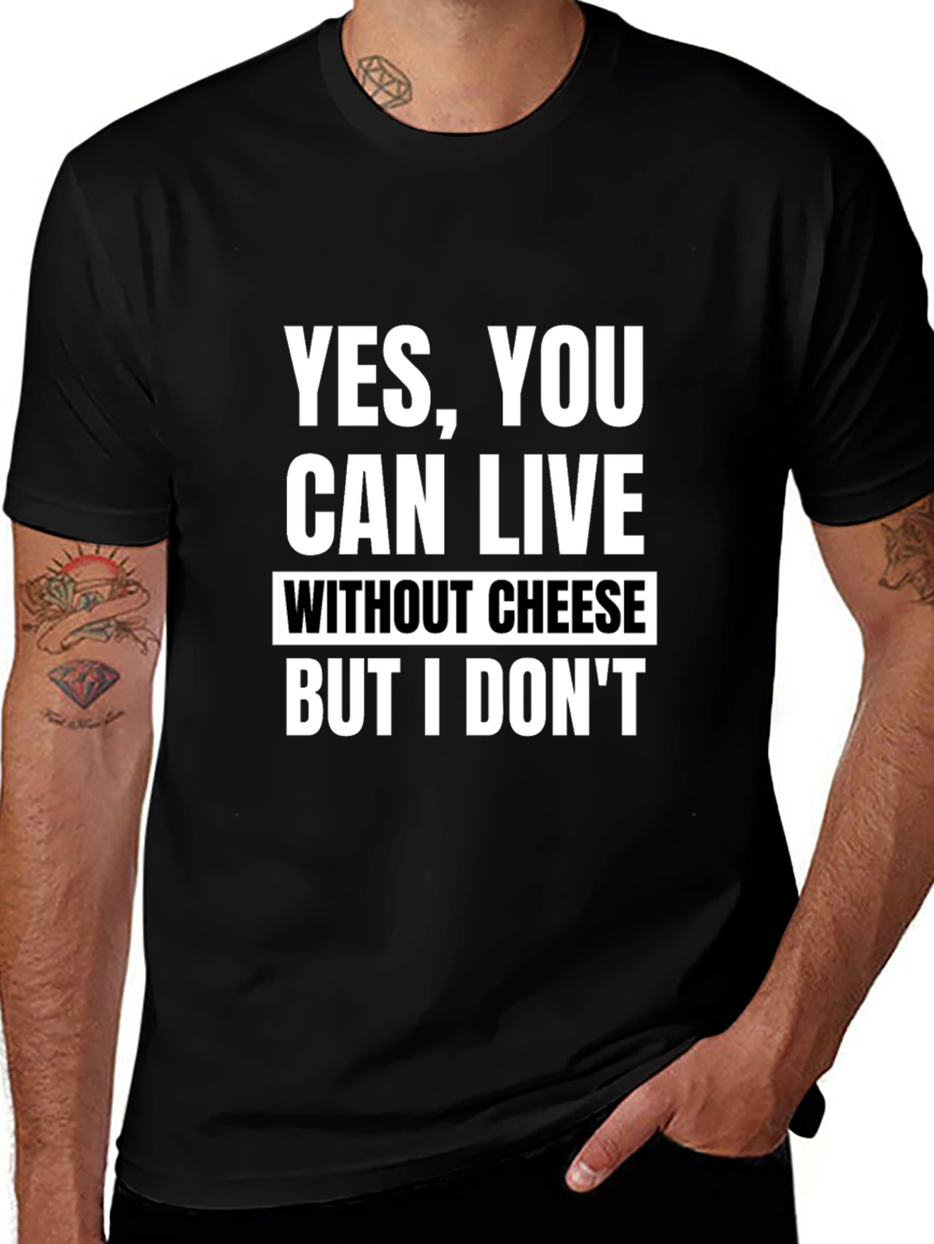 Funny Cheese Lover Black T-Shirt