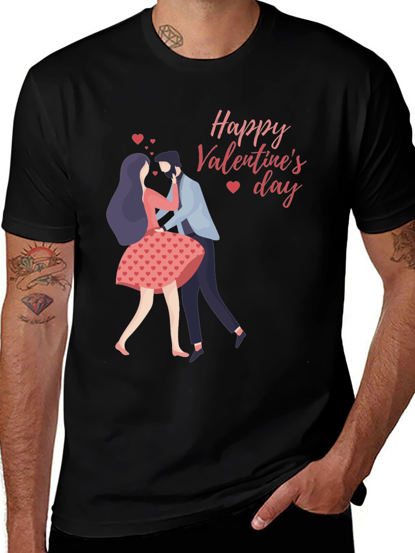 Valentines Day Couple Black T-Shirt