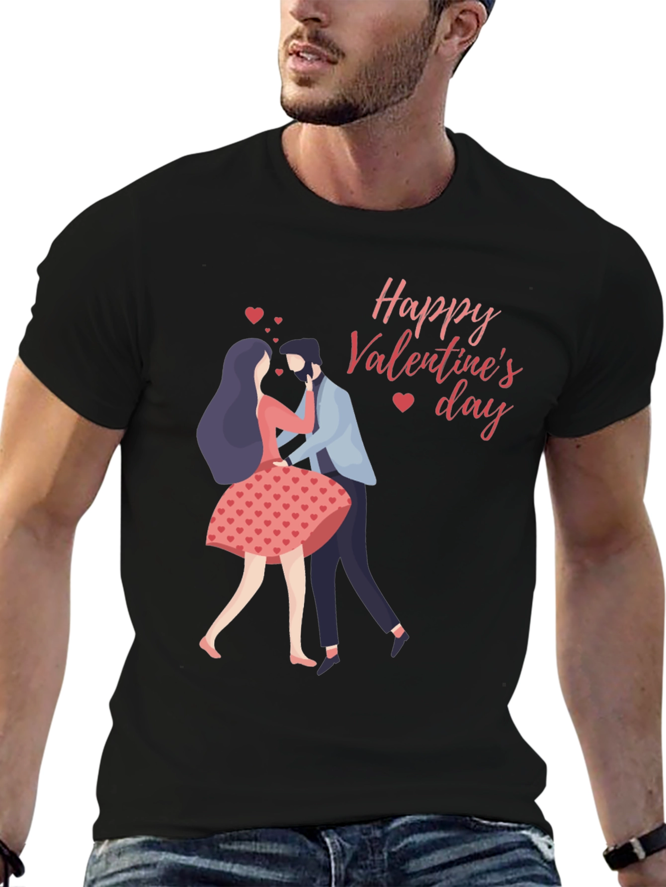 Valentines Day Couple Black T-Shirt
