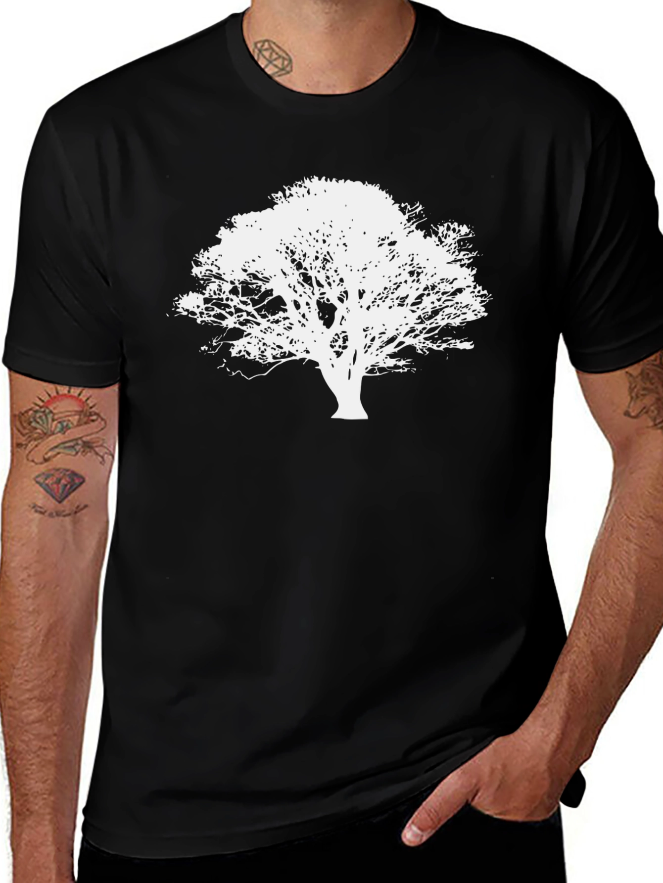 Nature Tree Silhouette Black T-Shirt