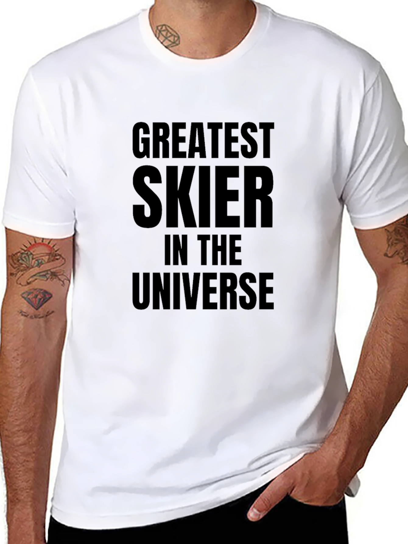 Greatest Skier in the Universe Black T-Shirt