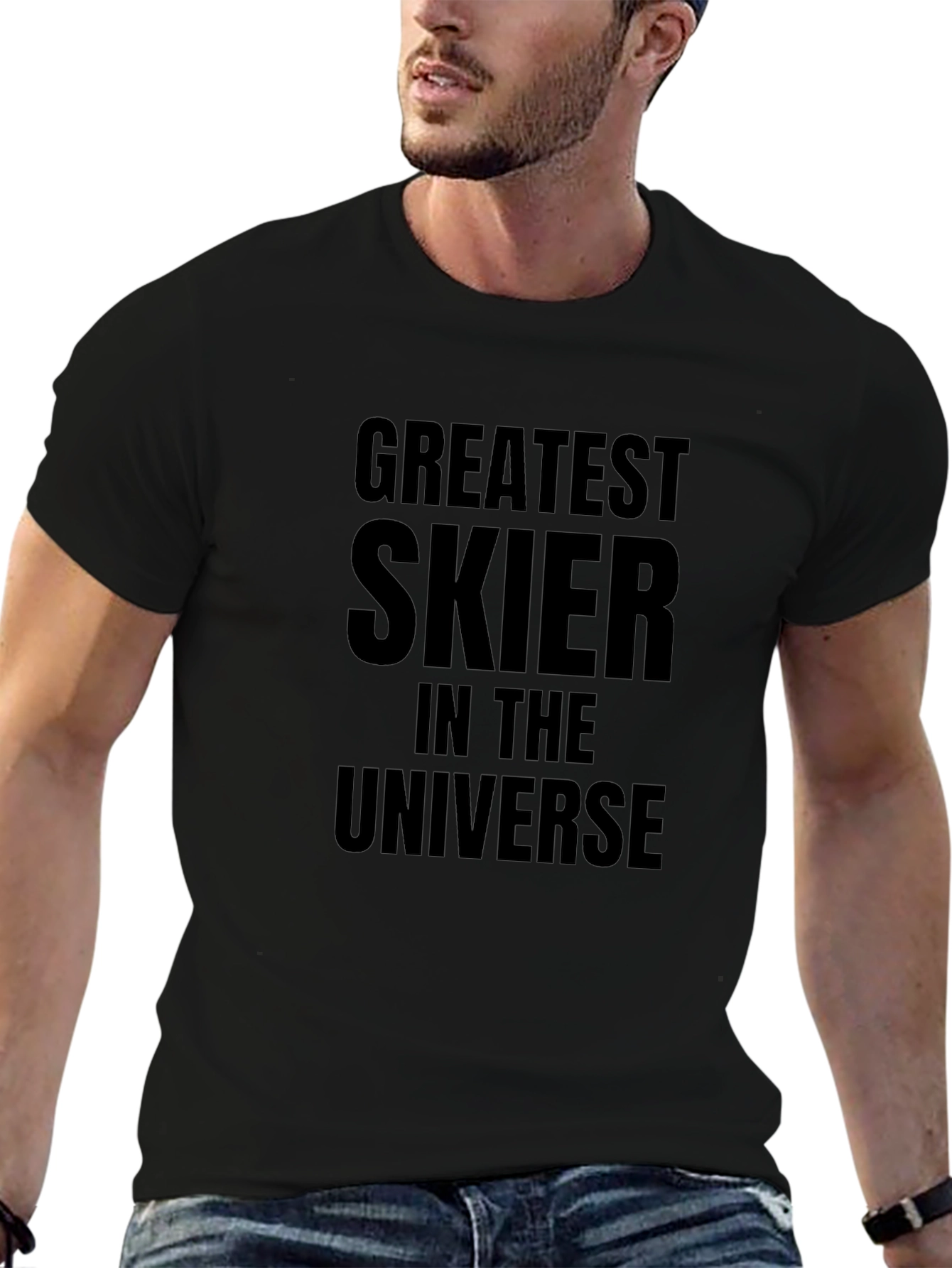 Greatest Skier in the Universe Black T-Shirt