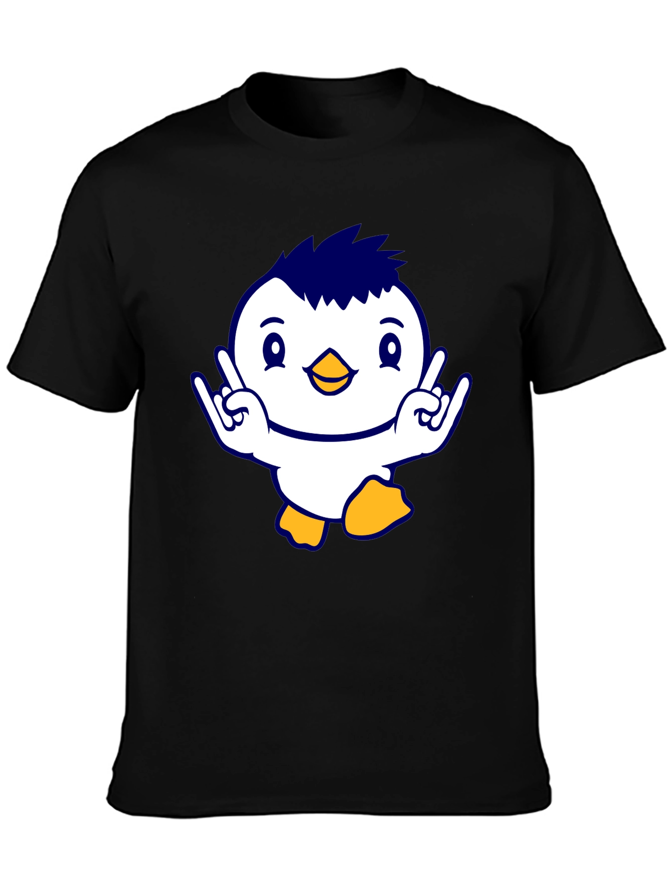 Cool Penguin Graphic Tee - Black Cotton T-Shirt