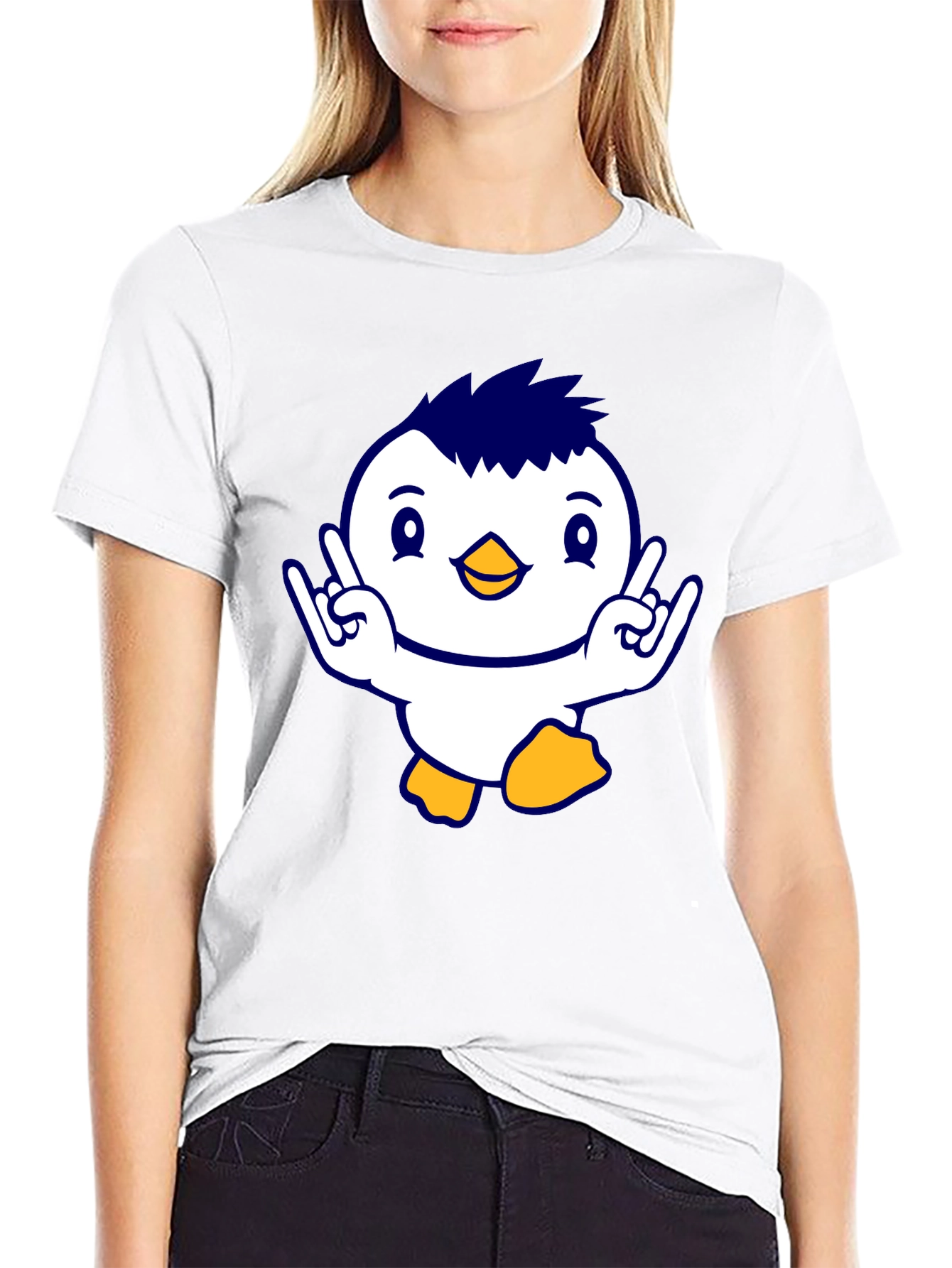 Cool Penguin Graphic Tee - Black Cotton T-Shirt
