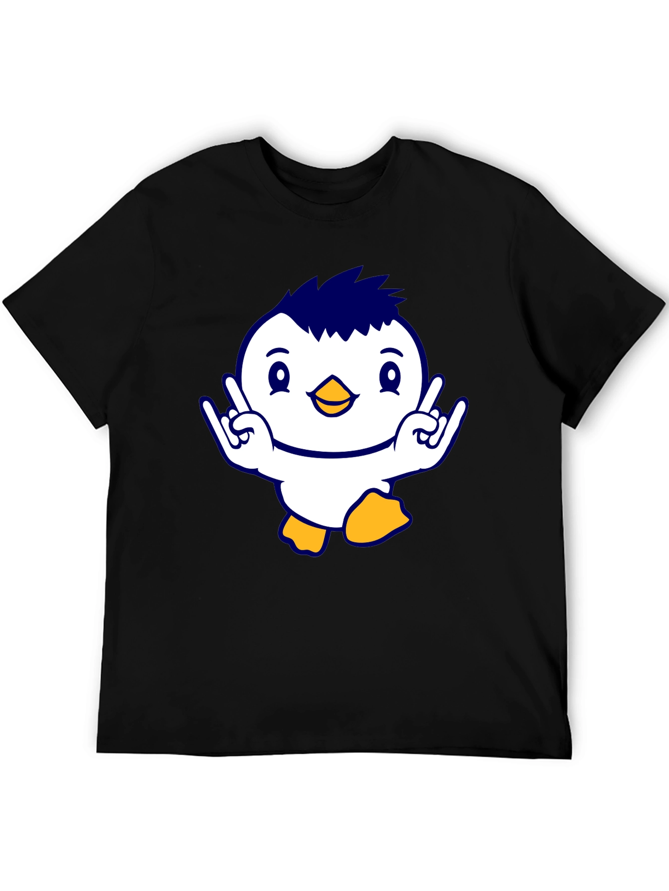 Cool Penguin Graphic Tee - Black Cotton T-Shirt