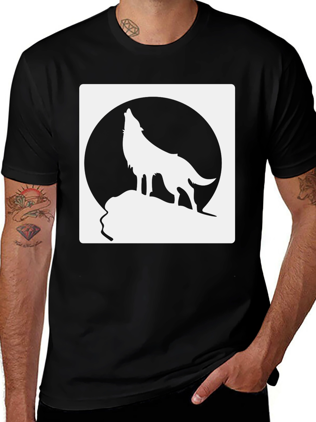 Wolf Howling at Moon Graphic Tee