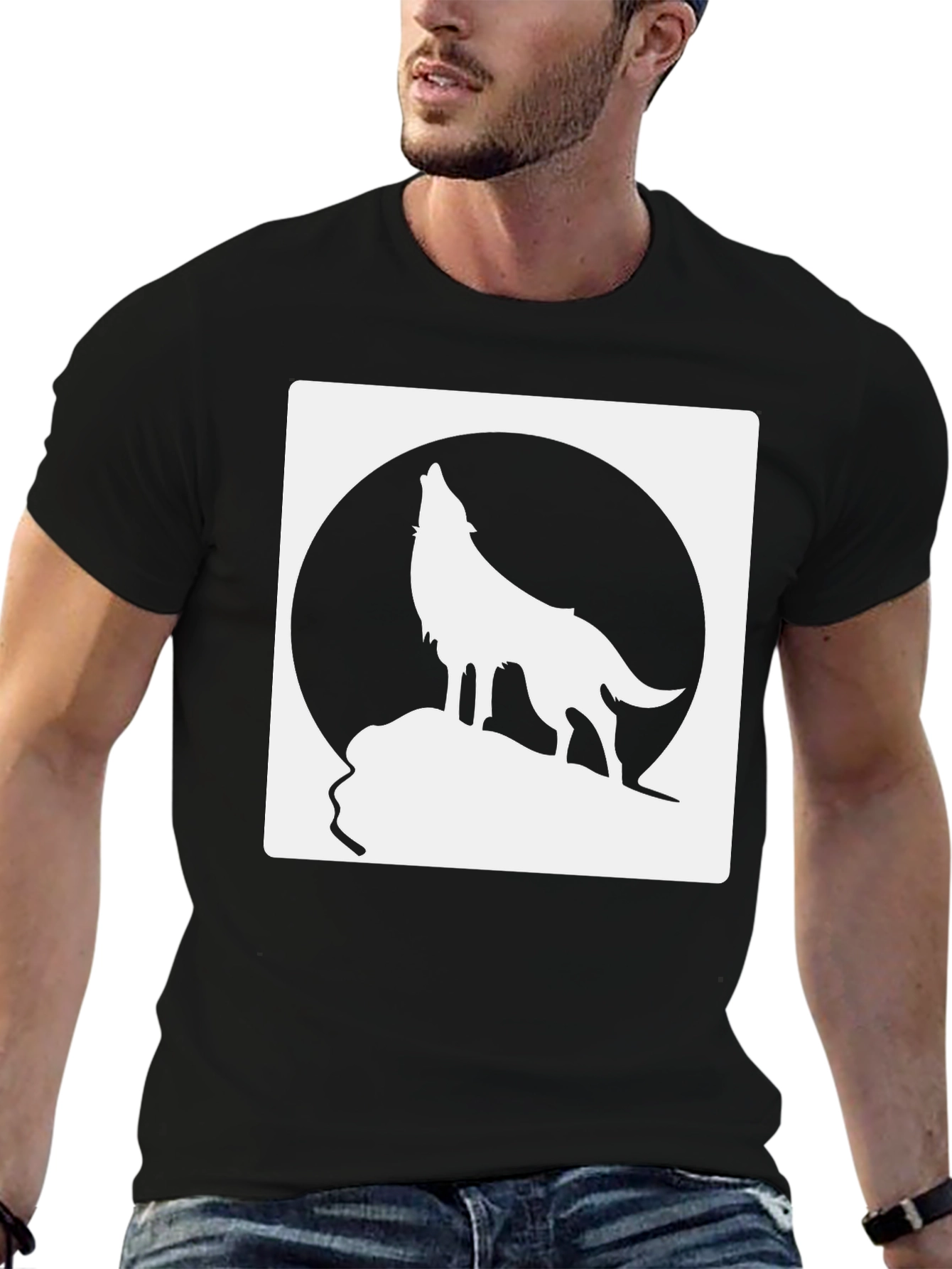 Wolf Howling at Moon Graphic Tee