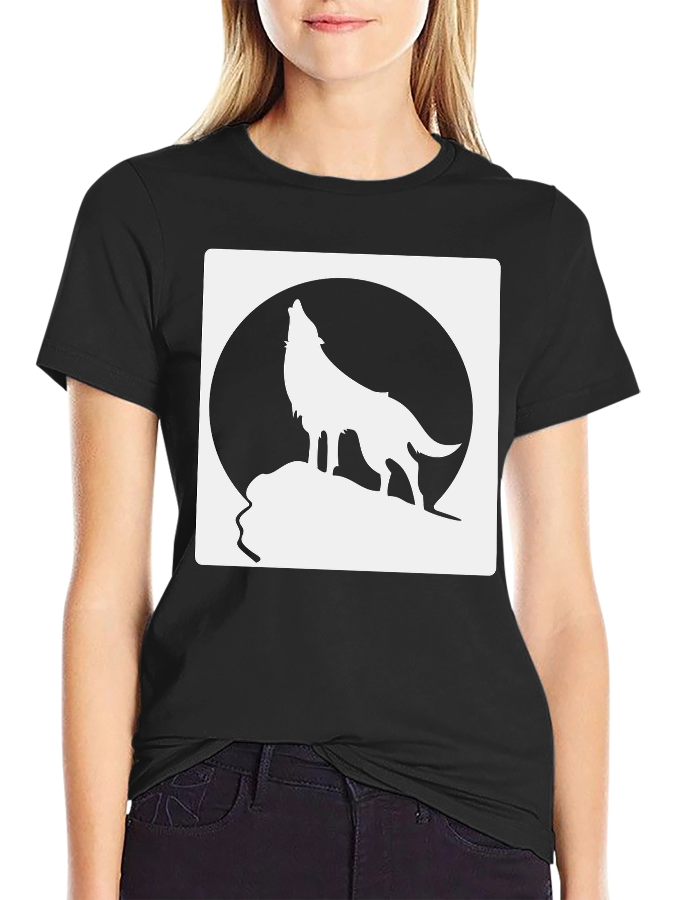 Wolf Howling at Moon Graphic Tee