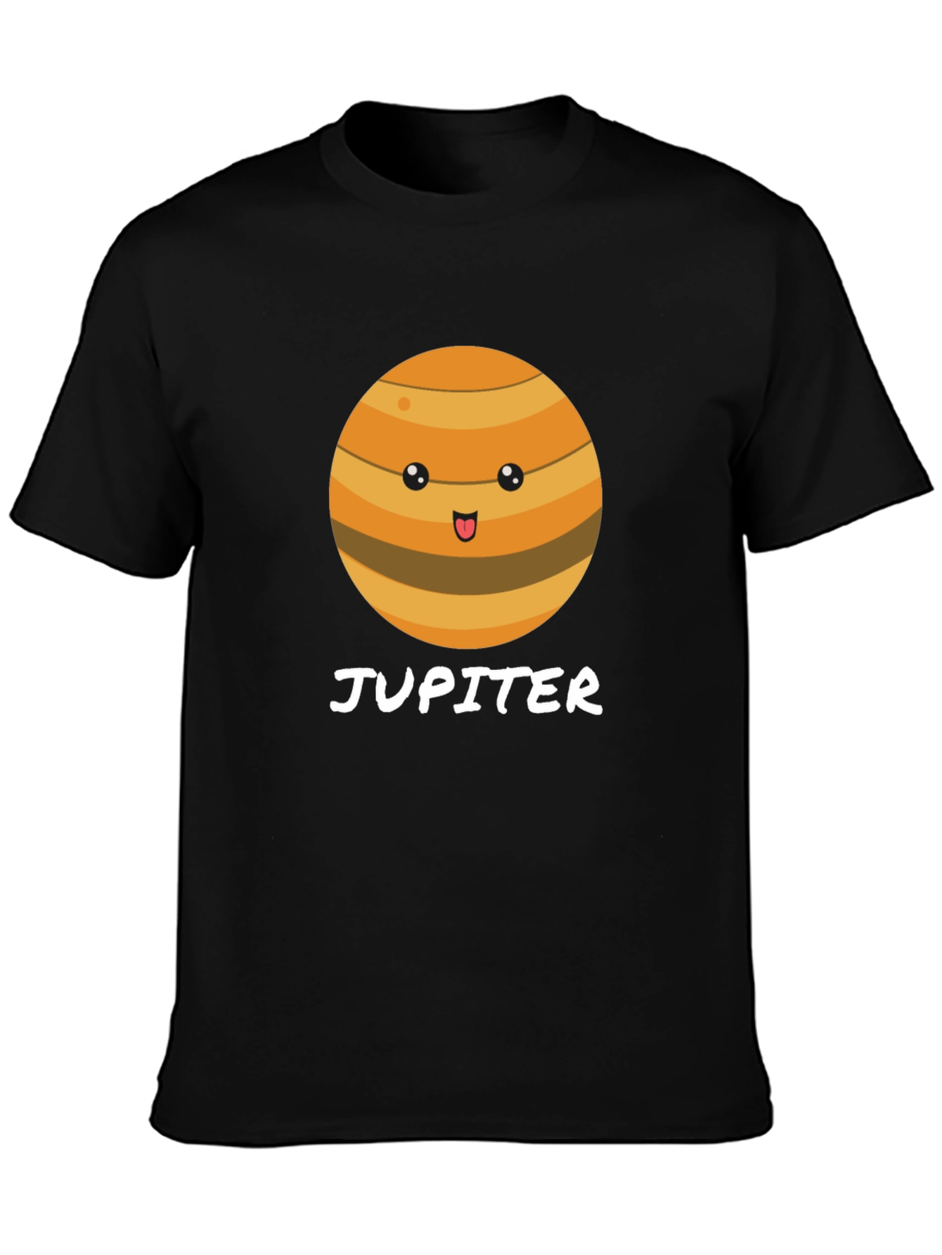 Cute Jupiter Planet Graphic Black T-Shirt