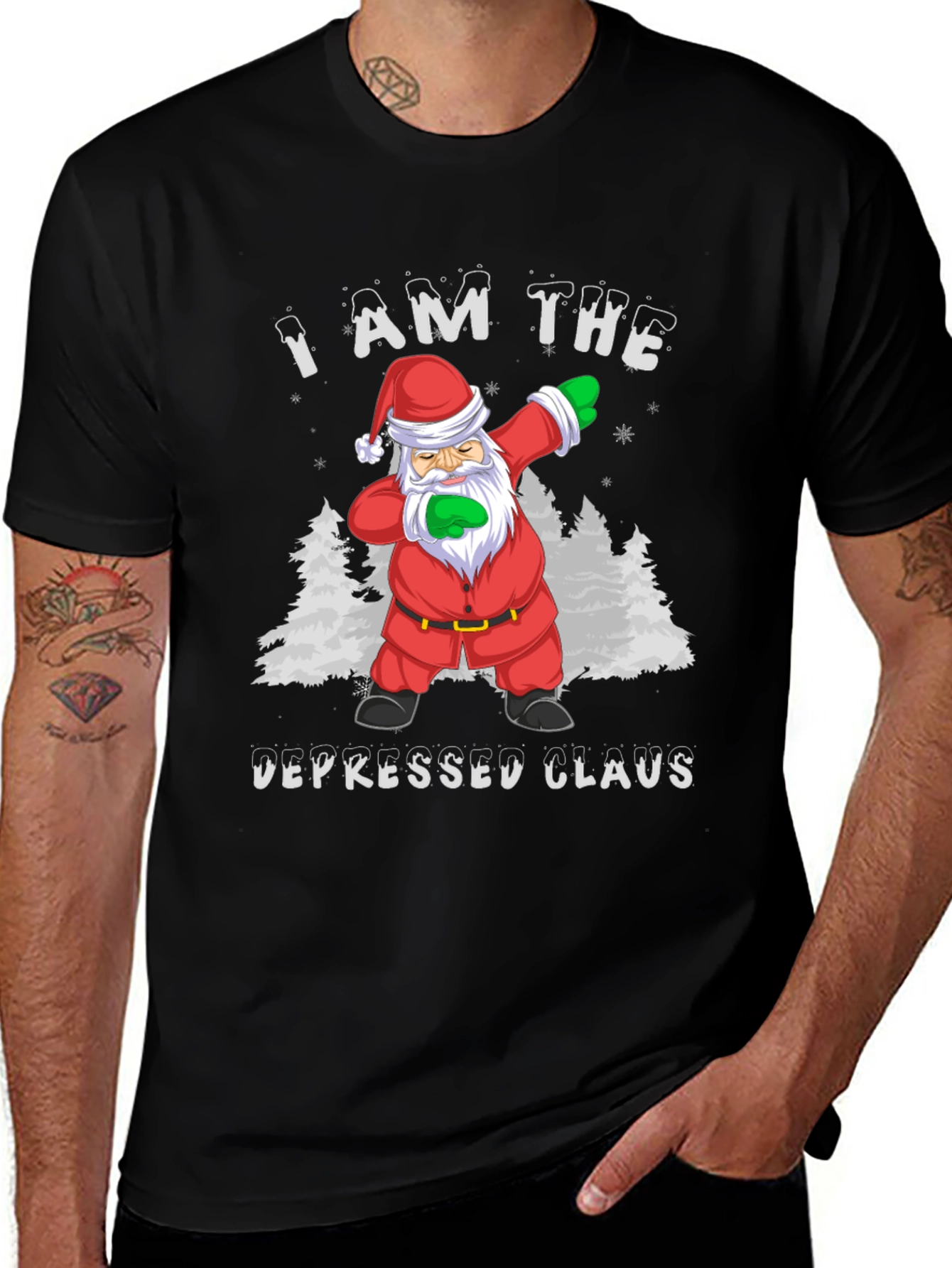 Depressed Santa Claus Dabbing Graphic Tee