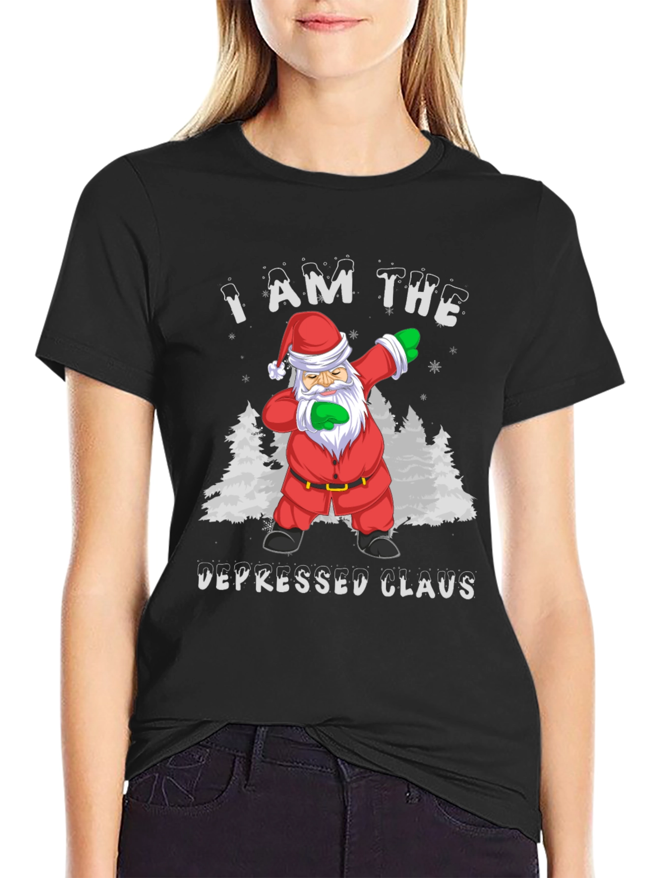 Depressed Santa Claus Dabbing Graphic Tee