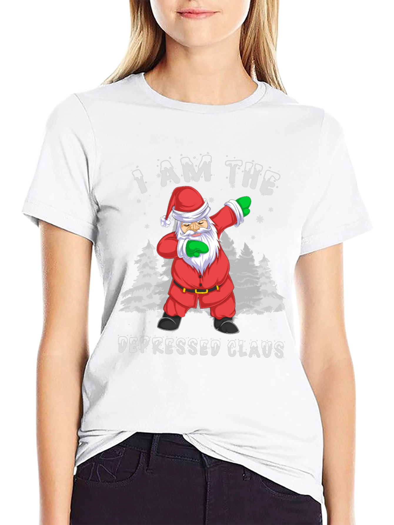 Depressed Santa Claus Dabbing Graphic Tee